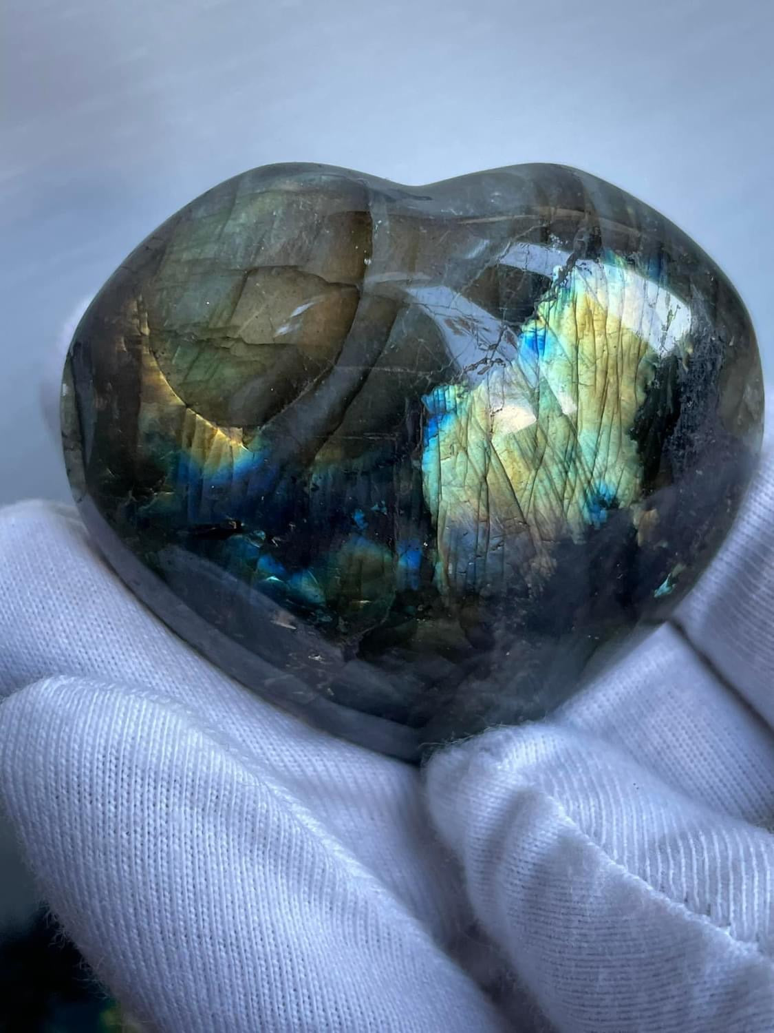 Rainbow Labradorite Crystal Gemstone Heart Carving