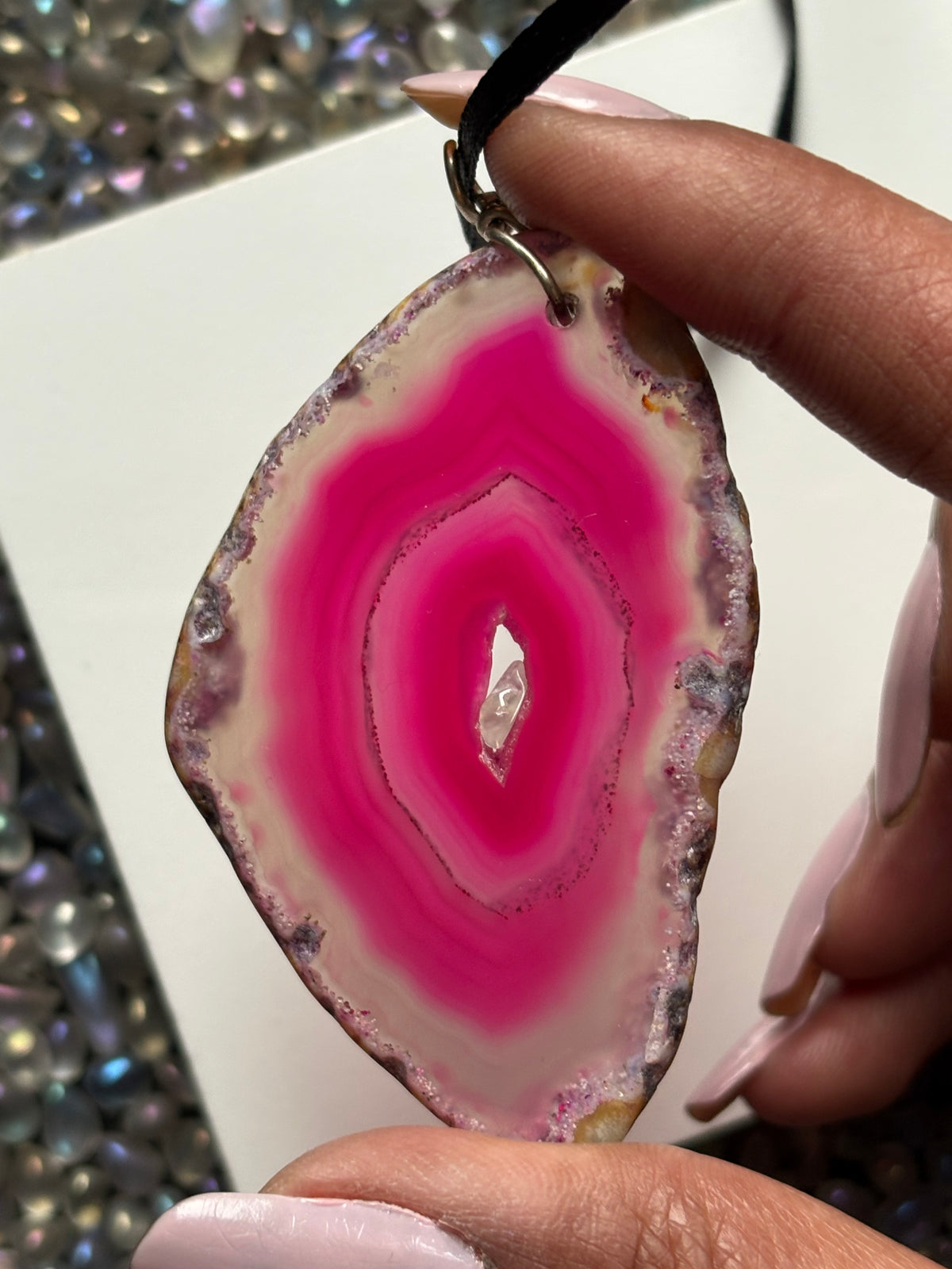 Agate Crystal Gemstone Slice Wall Tree Hanging (1)