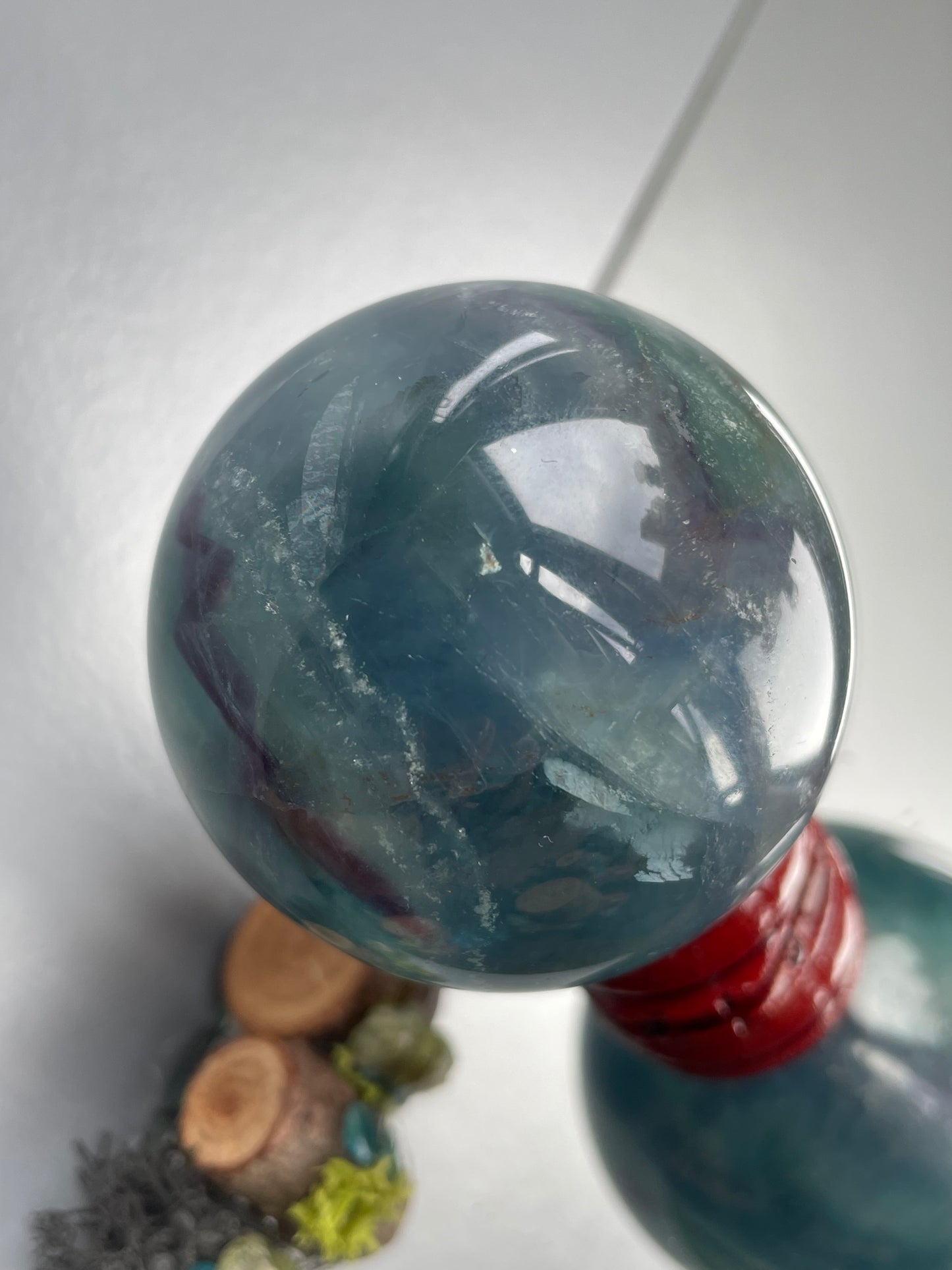 Teal Blue Purple Fluorite Gemstone Crystal Sphere (3)