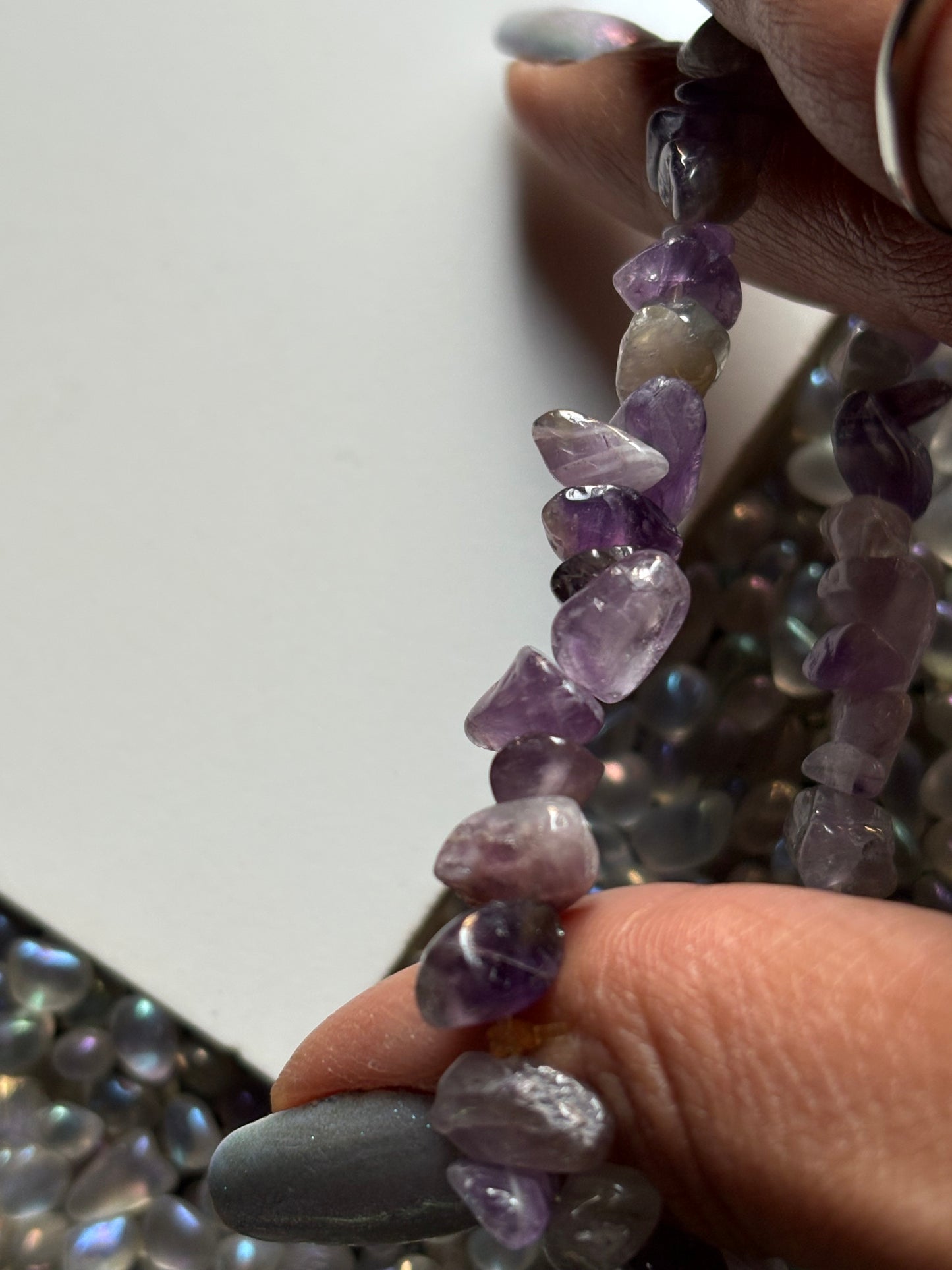 Amethyst Rough Gemstone Crystal Stretch Bracelet