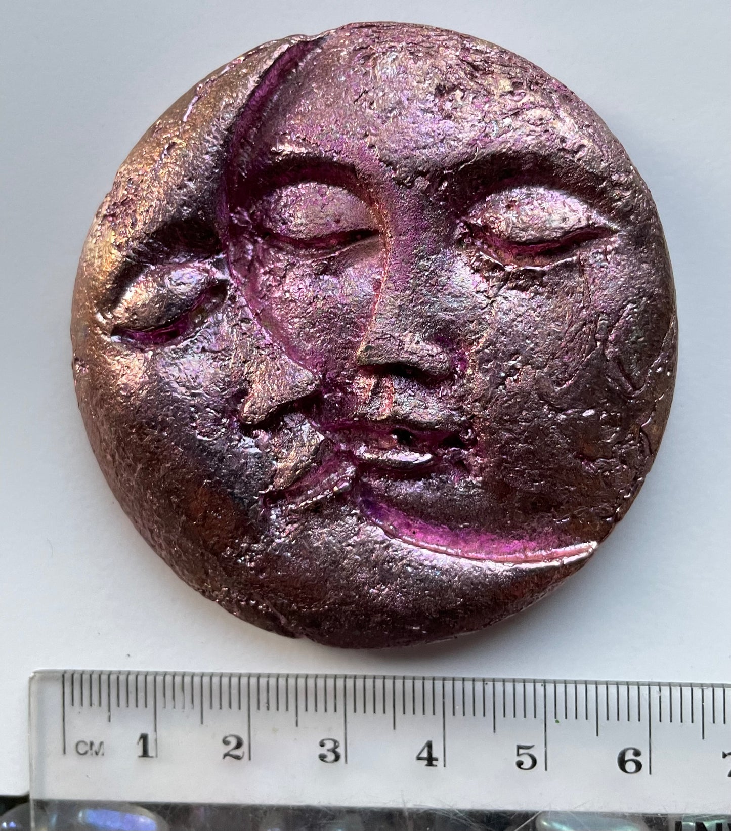 Pink Bismuth Crystal Sun Moon Metal Art Sculpture