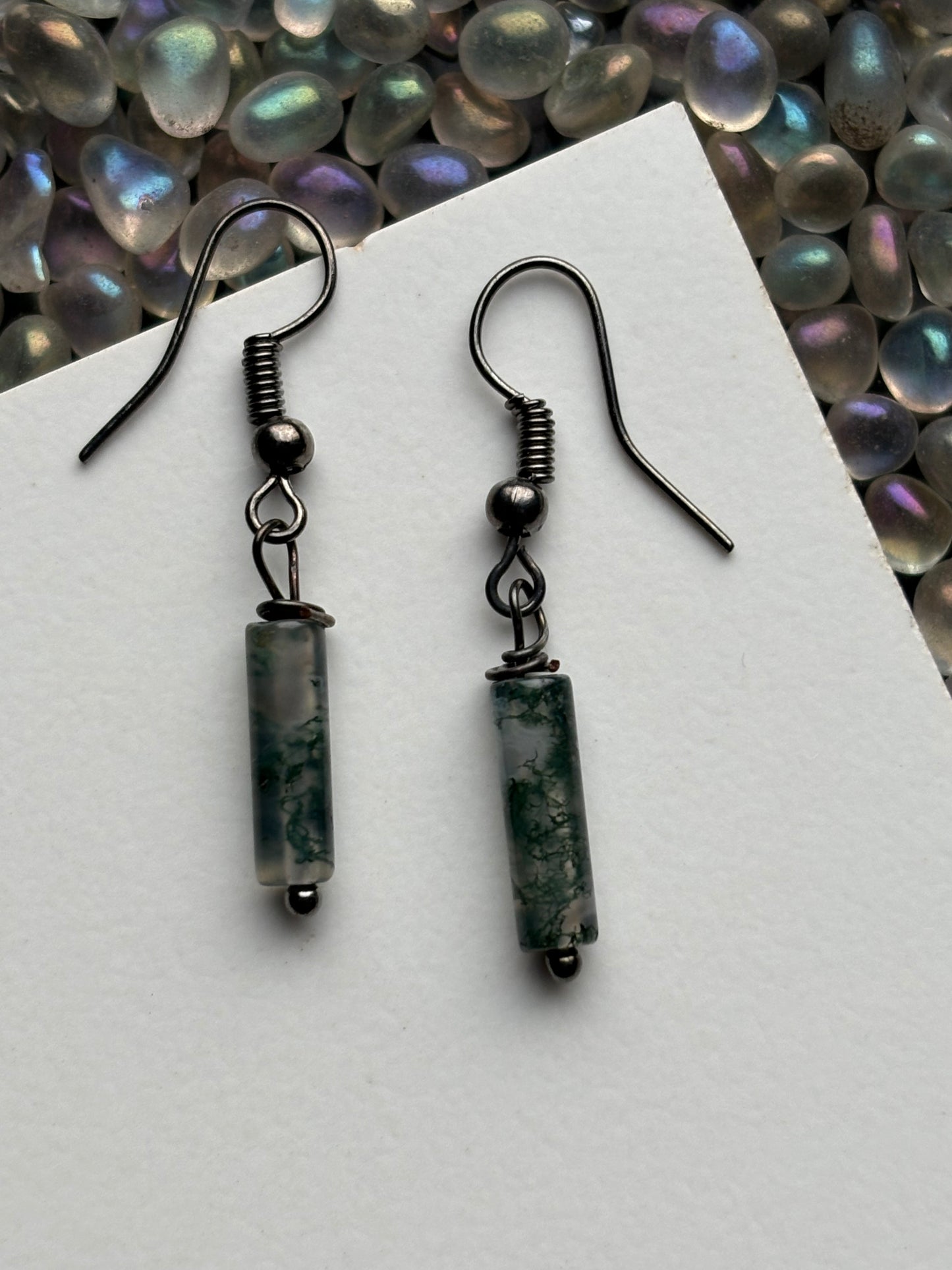 Moss Agate Crystal Gemstone Earrings