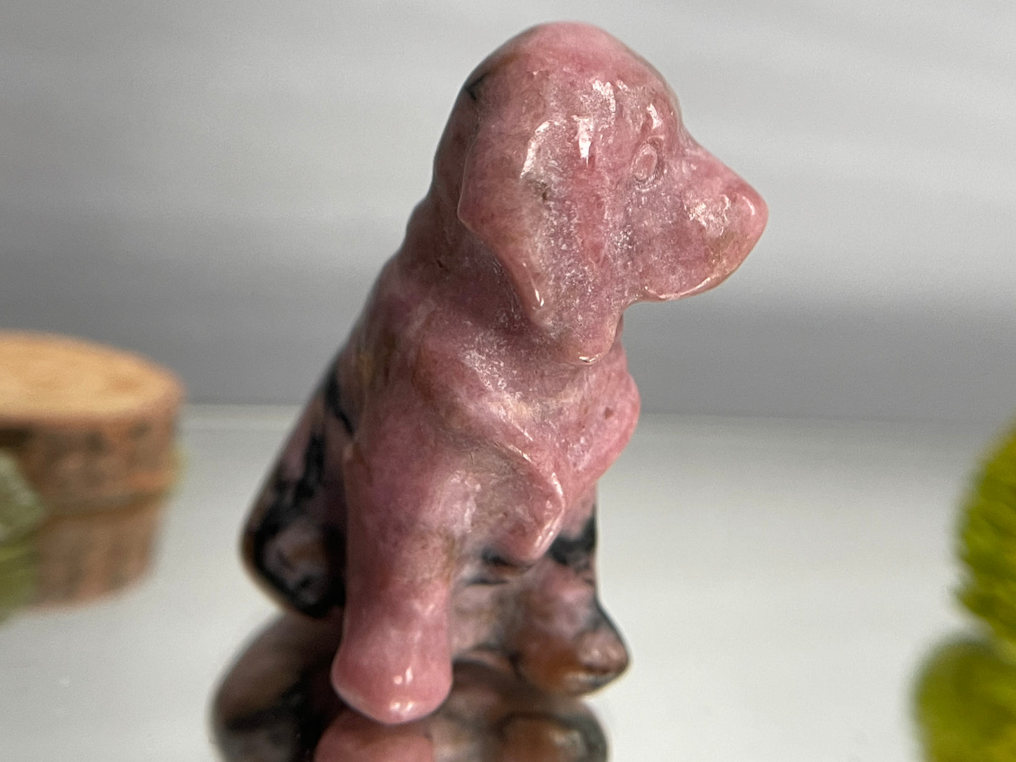 Rhodonite Micro Pocket Pet Dog Crystal Gemstone Carving