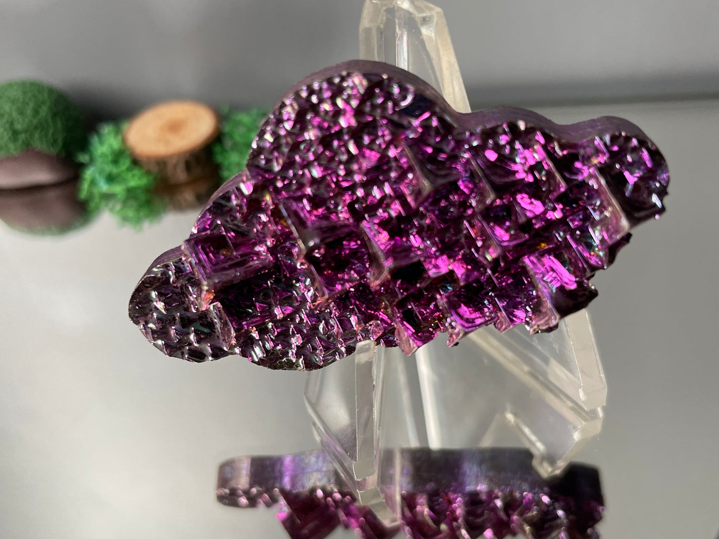 Pink Bismuth Crystal Cloud Cut Out Metal Art