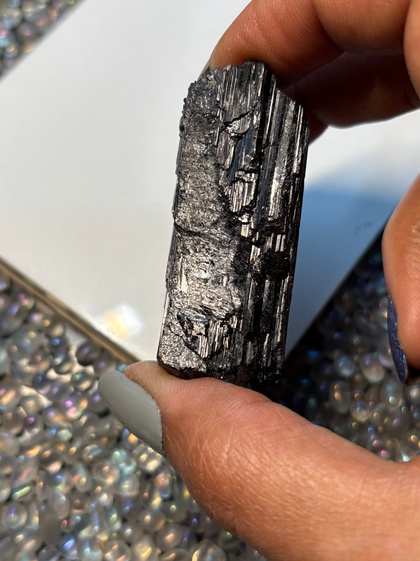 Black Tourmaline Rough Gemstone Crystal Specimen (C)