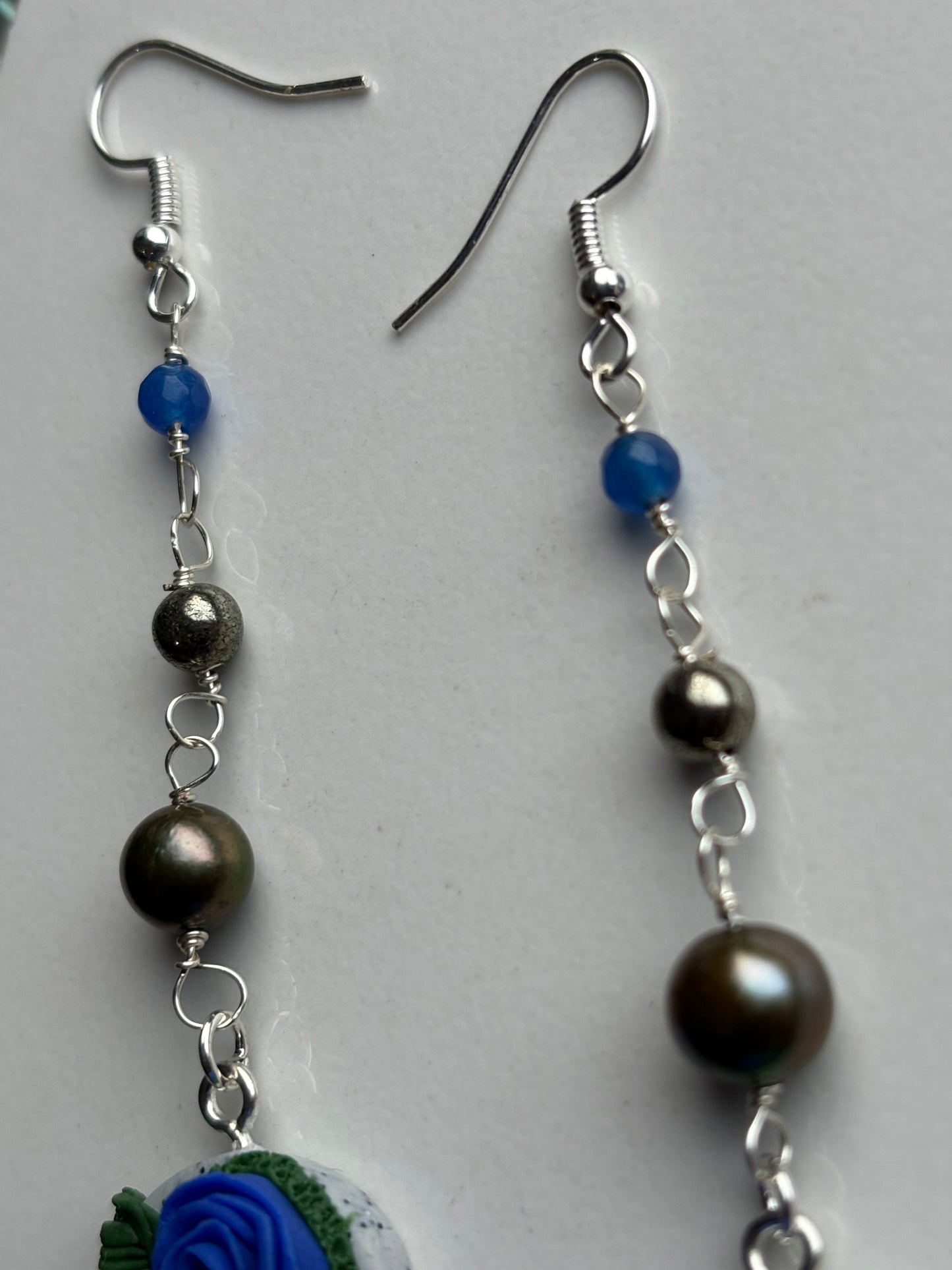 The Posy Quartz Pyrite & Pearl Crystal Gemstone Silver Earrings