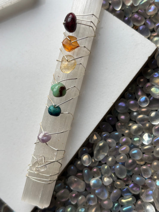 Selenite Satin Spar Gemstone Crystal Chakra Bar Cleansing Gift Set