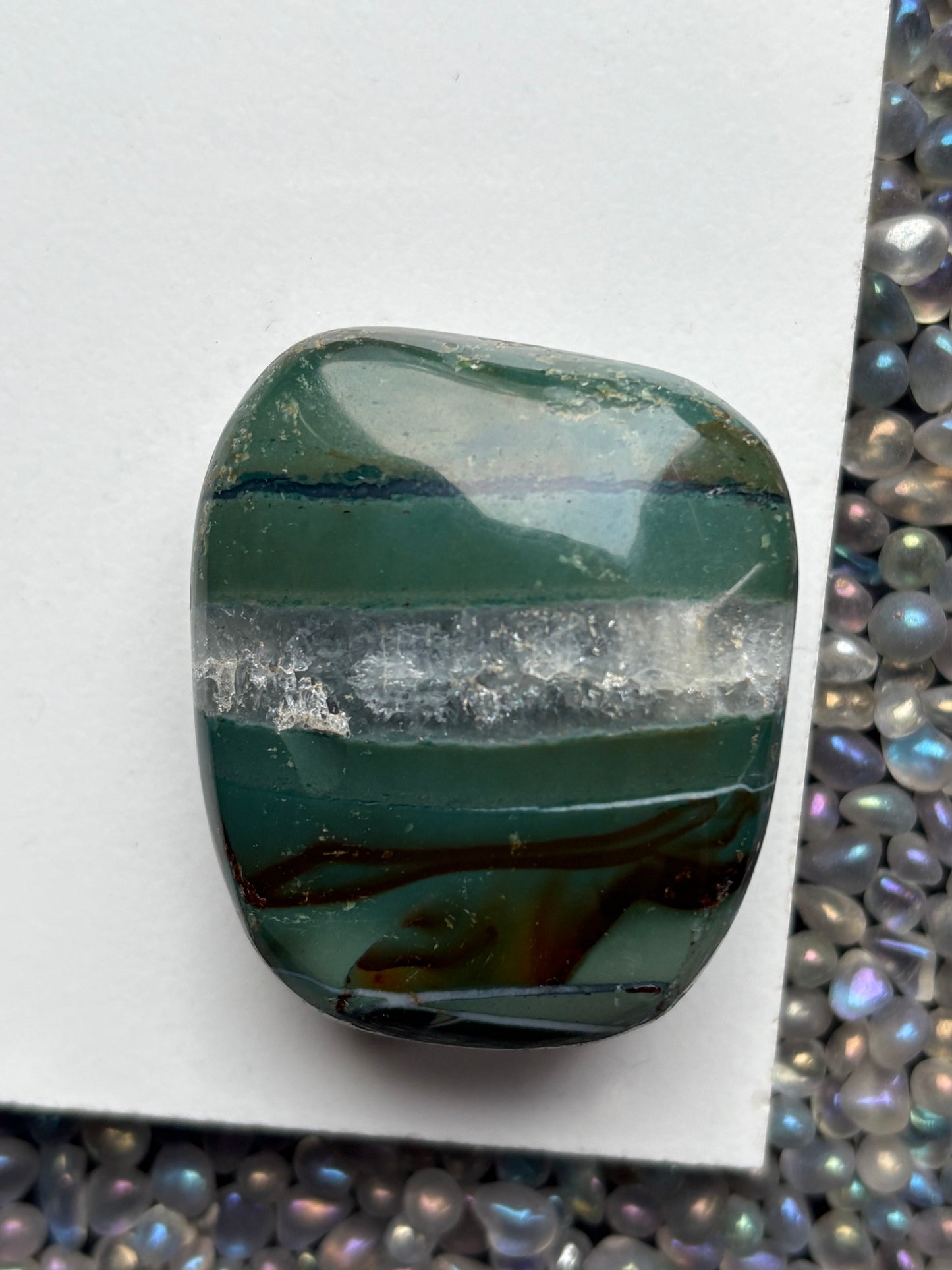 Teal Ocean Jasper Quartz Crystal Gemstone Palm Stone