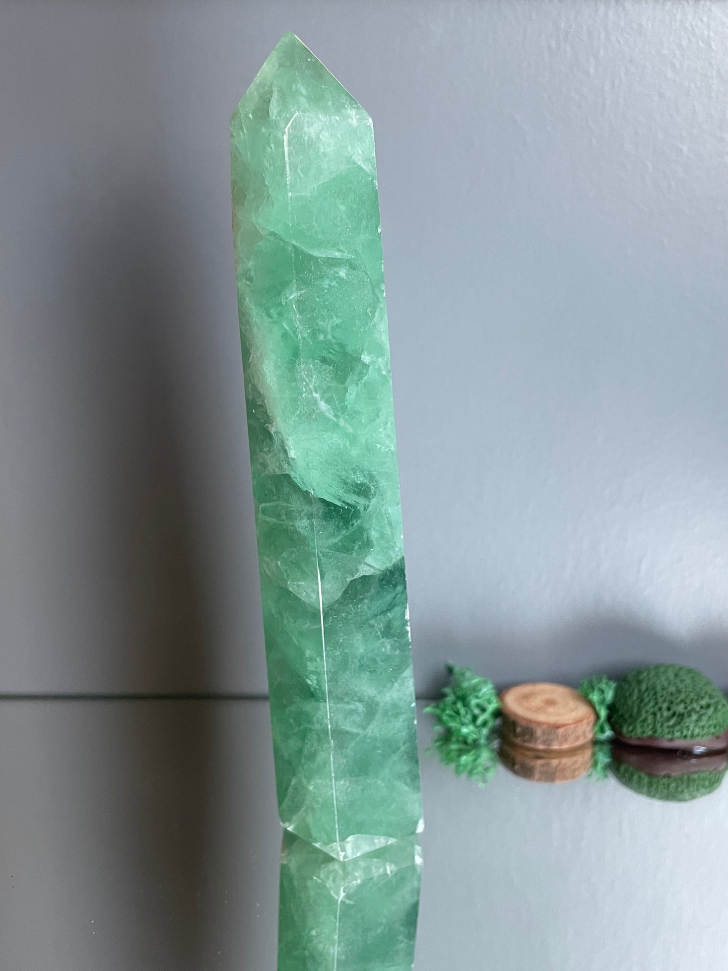 Green Fluorite Gemstone Crystal Tower Point - (5)