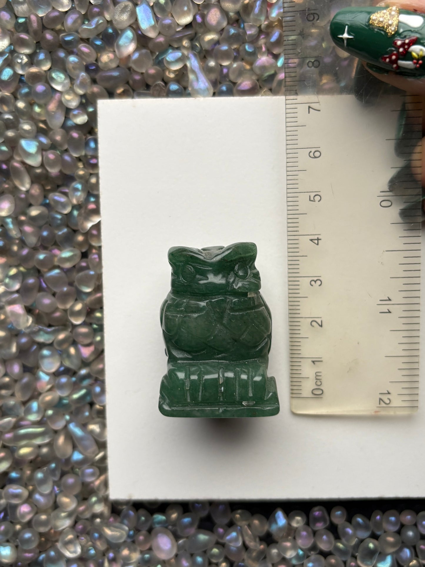 Green Aventurine Gemstone Crystal Animal Owl Carving