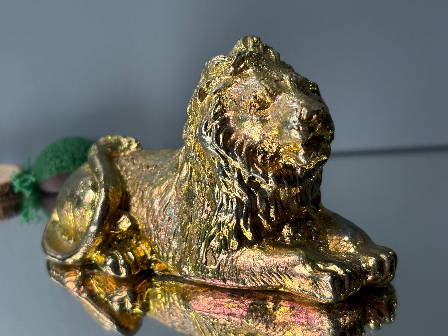 Gold Bismuth Crystal Lion Metal Art Sculpture