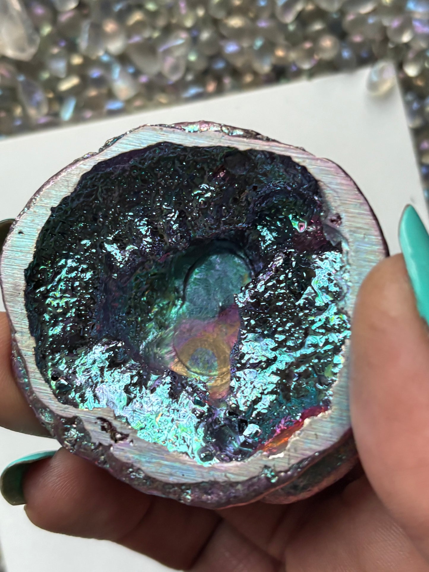 Purple Bismuth Crystal Crab Carving Metal Art