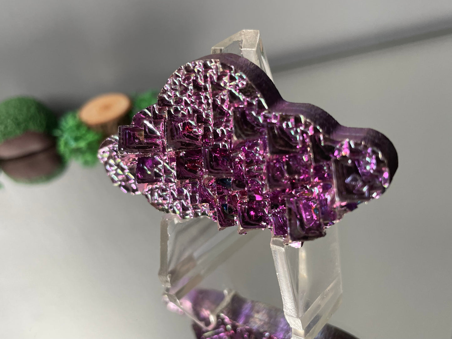 Pink Bismuth Crystal Cloud Cut Out Metal Art