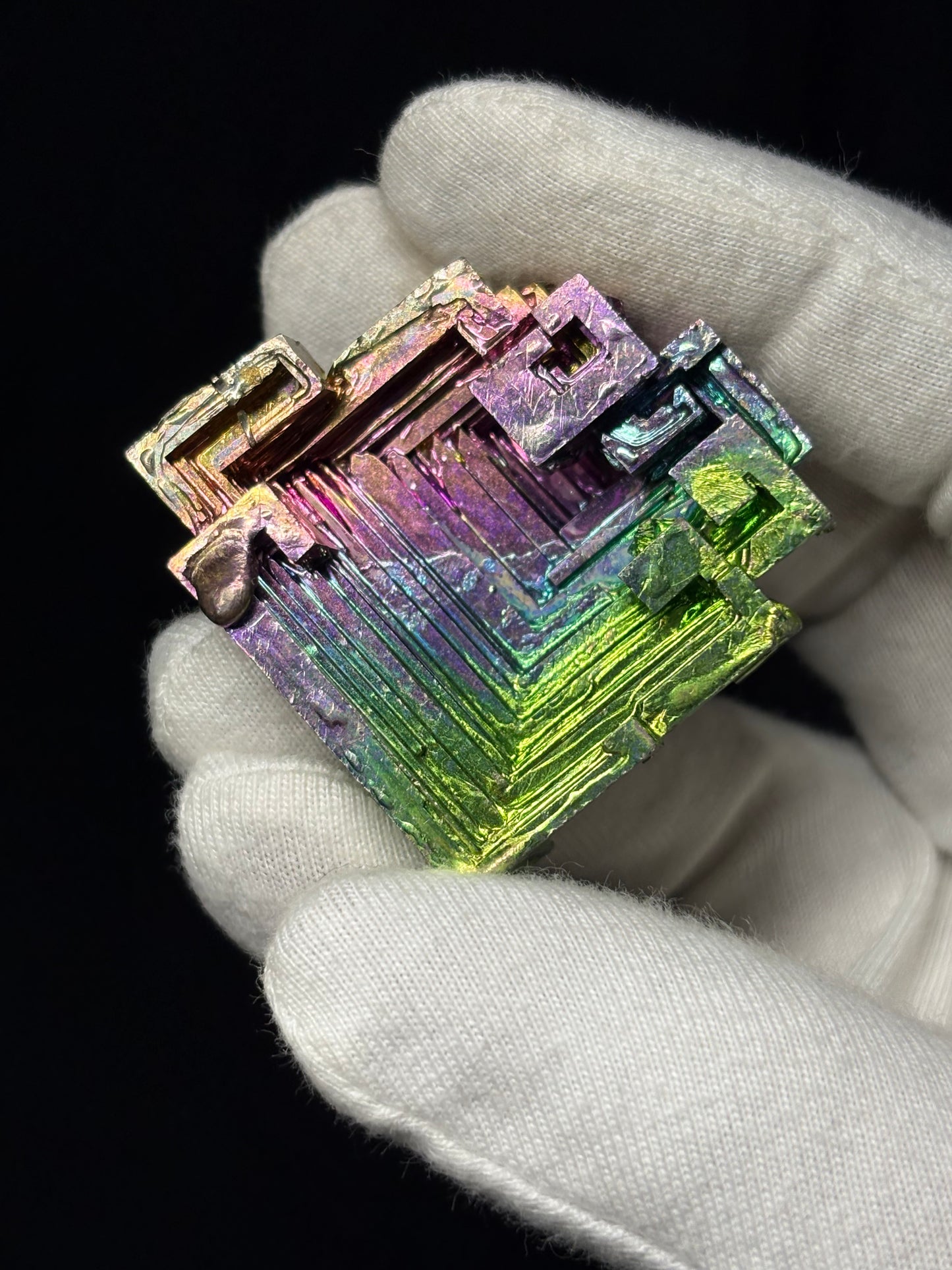 Rainbow Bismuth Crystal Specimen Metal Art Large (2)