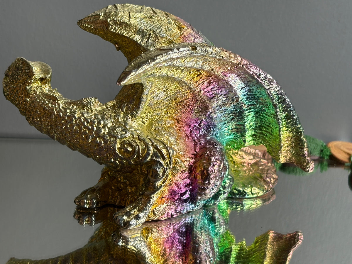 Rainbow Bismuth Dragon Crystal Metal Art Sculpture