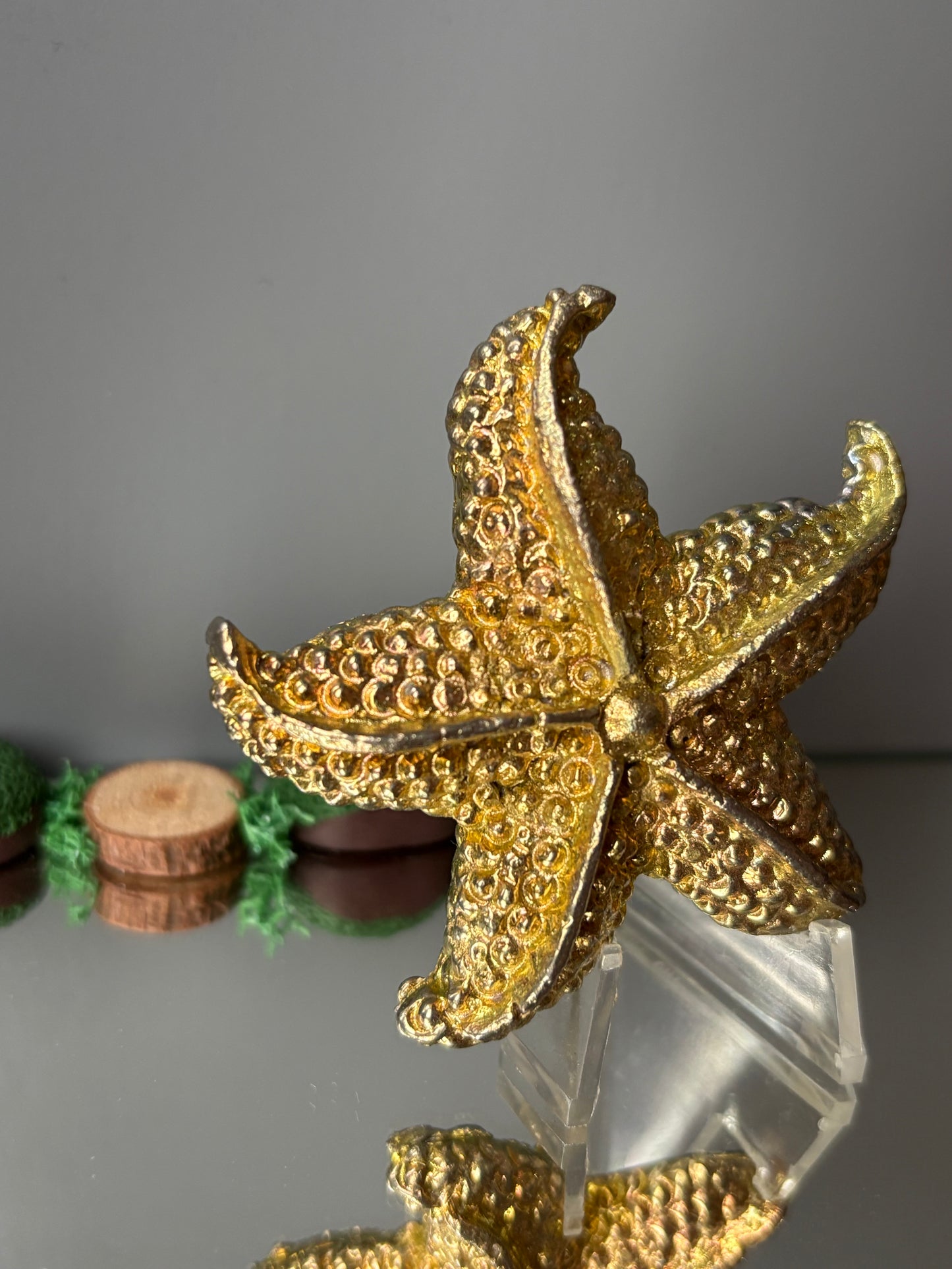 Gold Bismuth Crystal Large Starfish Metal Art Sculpture