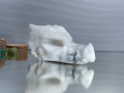 Howlite Dragon Skull Mini Crystal Gemstone Carving