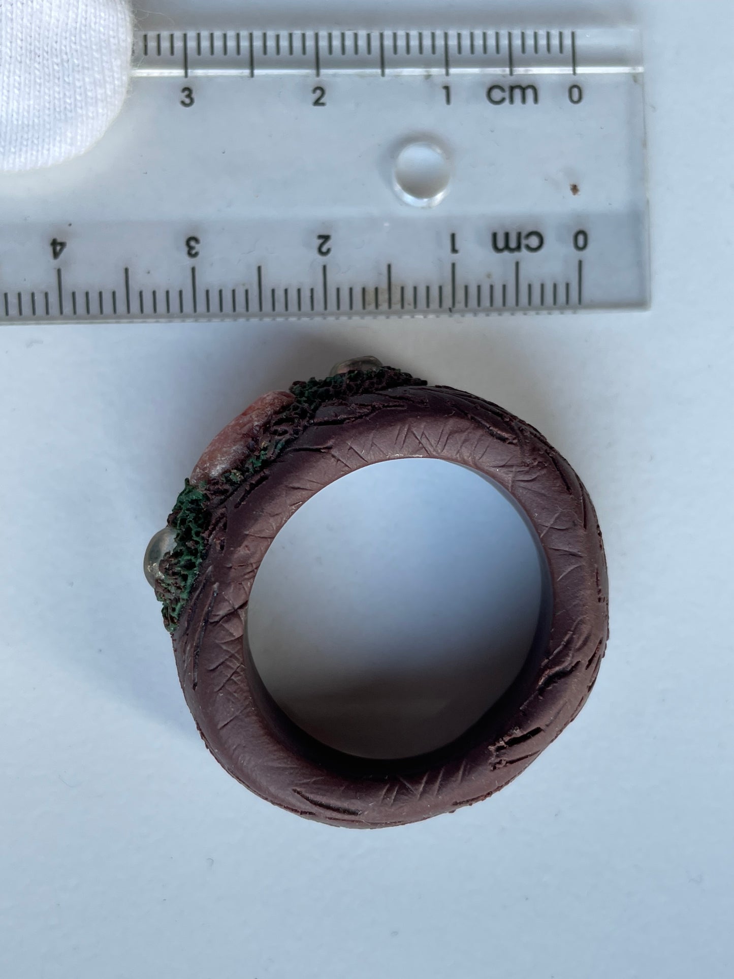 Rainbow Quartz Crystal Gemstone Sphere Clay Ruby Ring Holder Gift Set