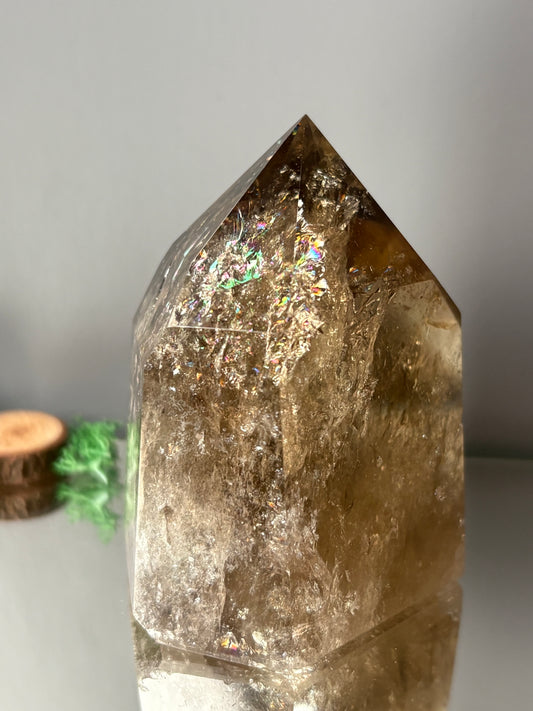 Rainbow Phantom Smoky Citrine Crystal Gemstone Tower Point - P3