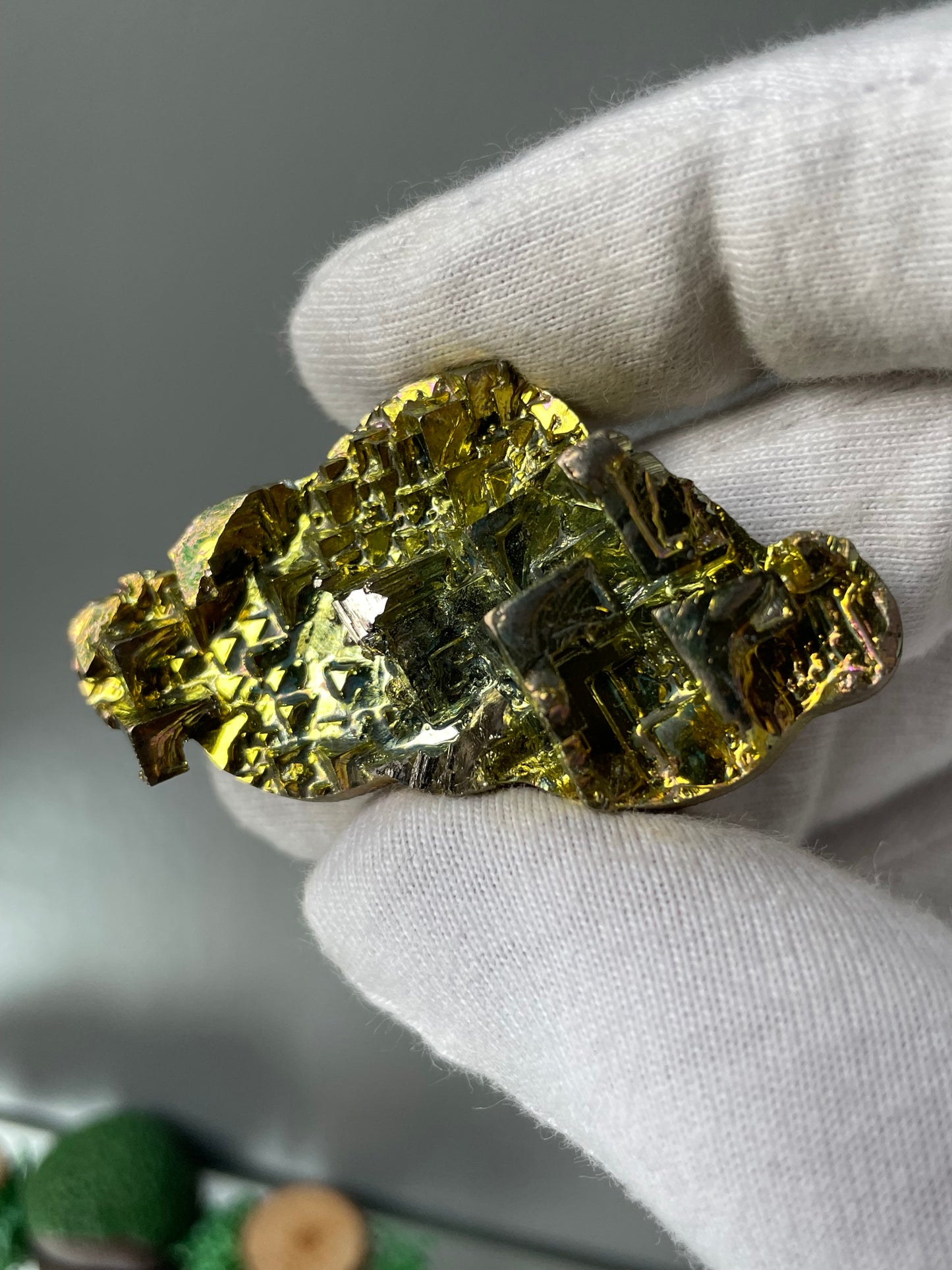 Gold Bismuth Crystal Cloud Cut Out Metal Art