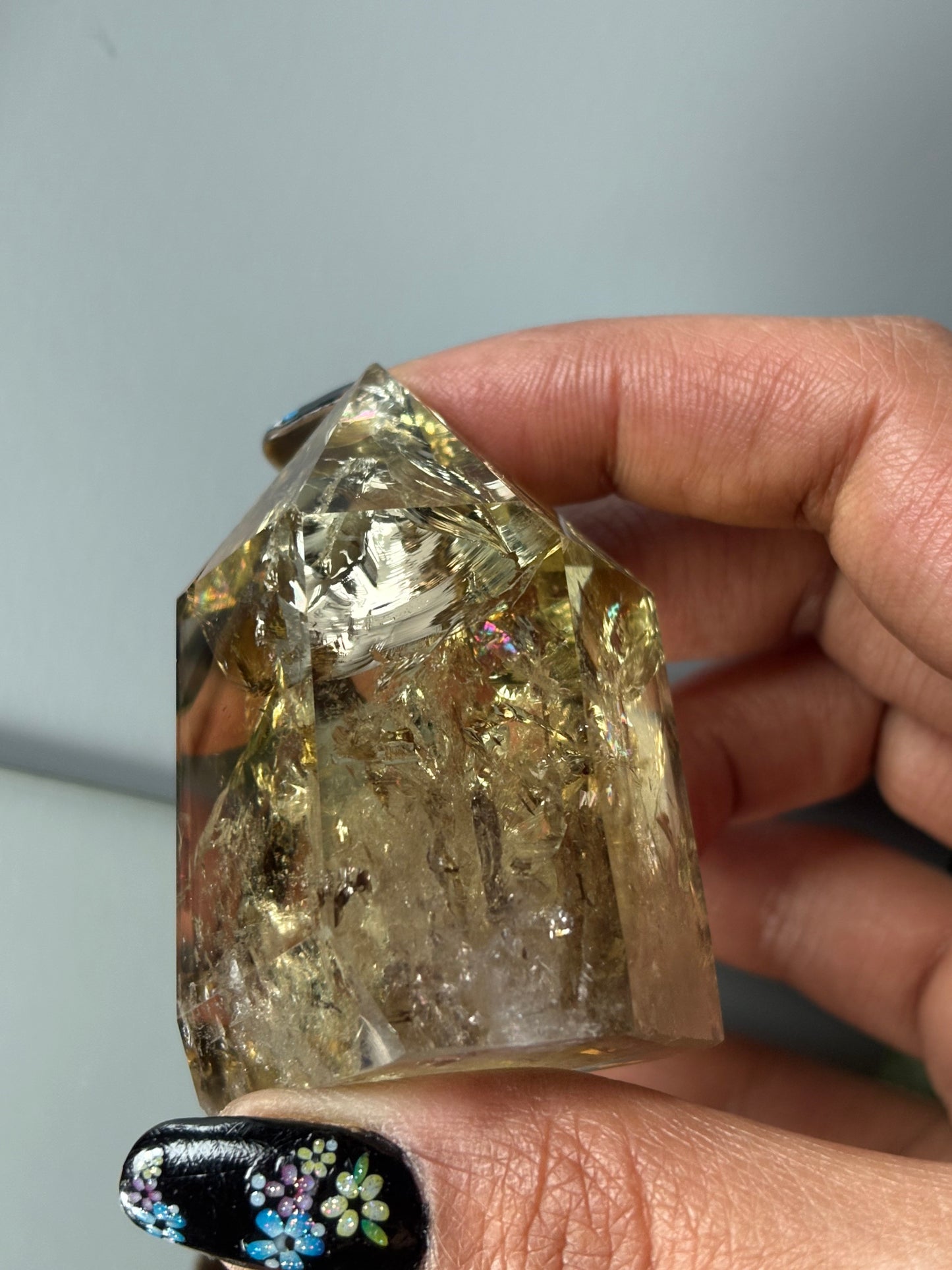 Rainbow Phantom Smoky Citrine Crystal Gemstone Tower Point - P4