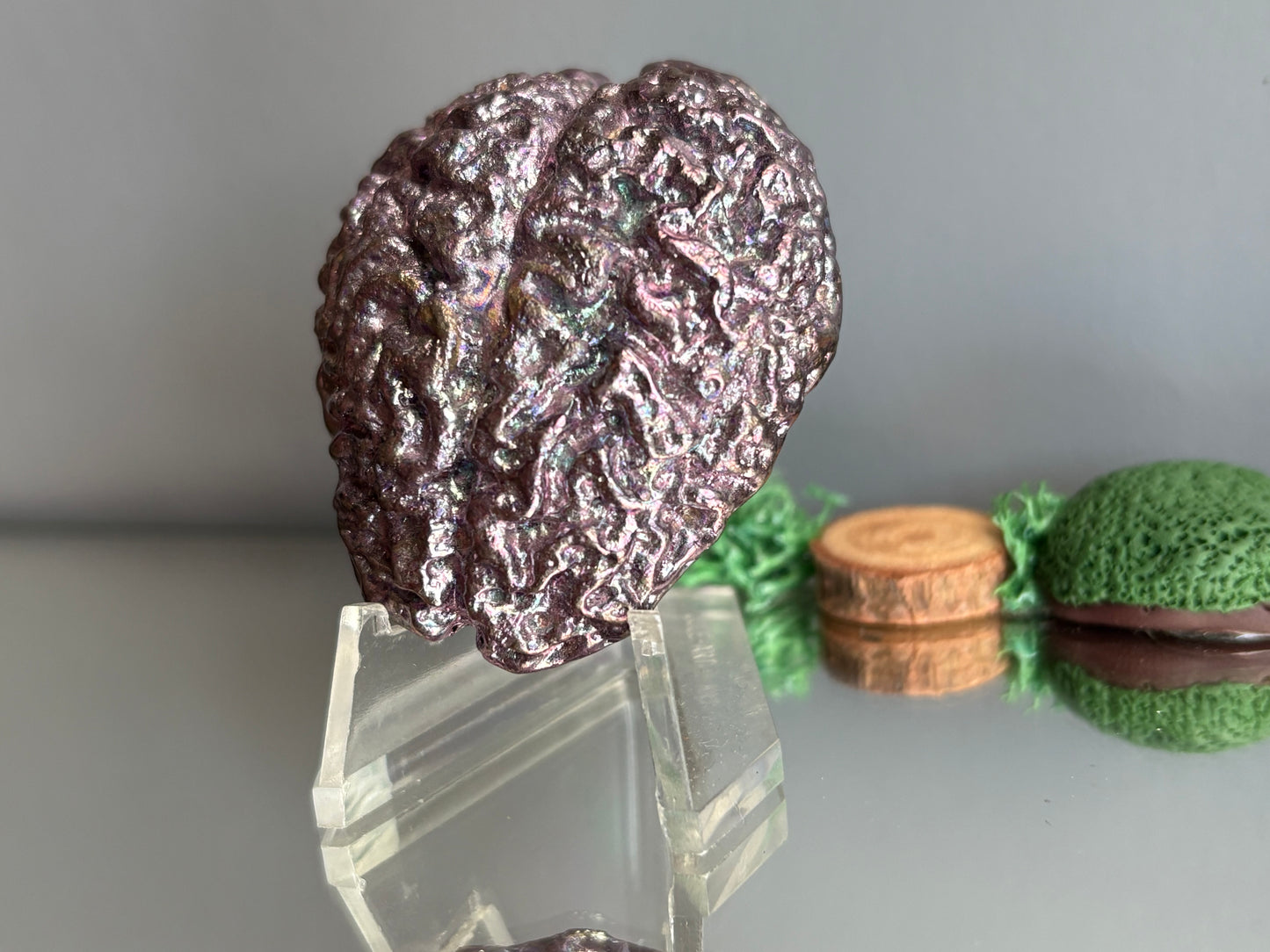 Purple Bismuth Crystal Brain Metal Art Sculpture