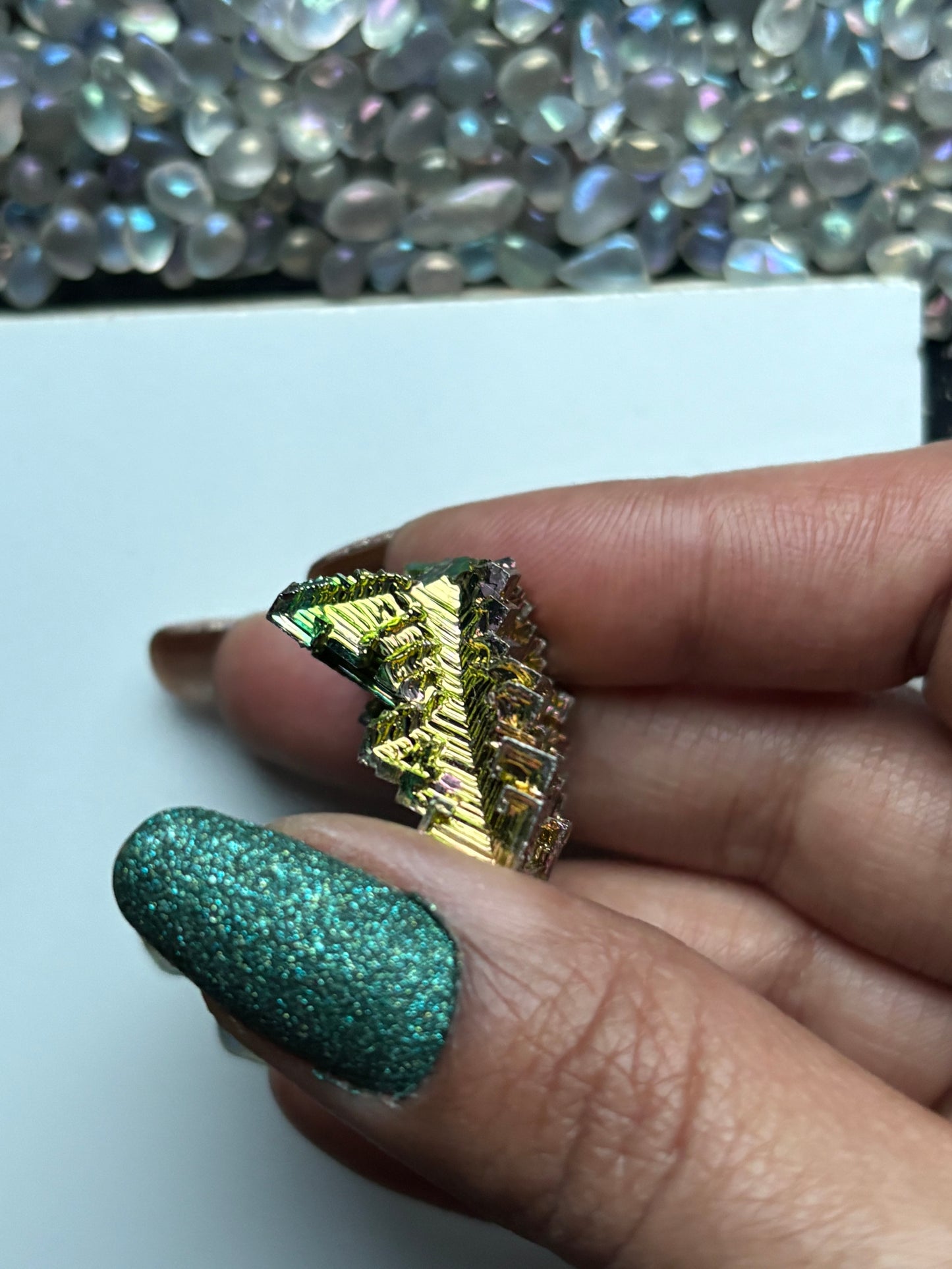 Teal Peach Bismuth Crystal Specimen - Small