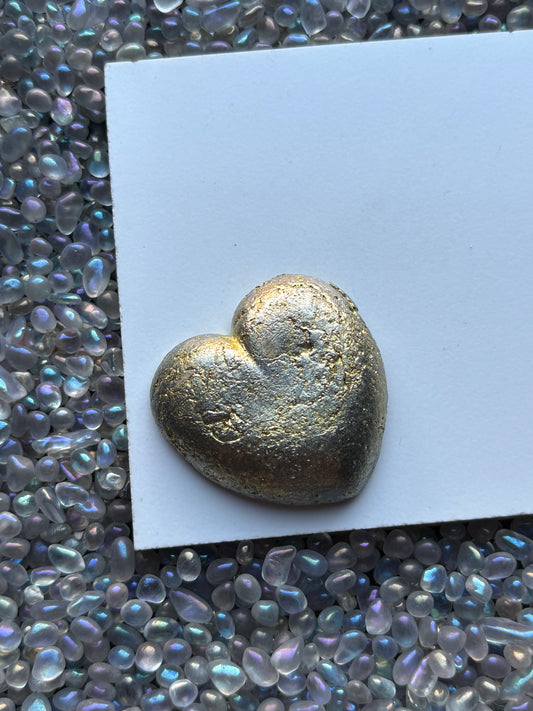 Gold Bismuth Crystal Heart Metal Art Sculpture