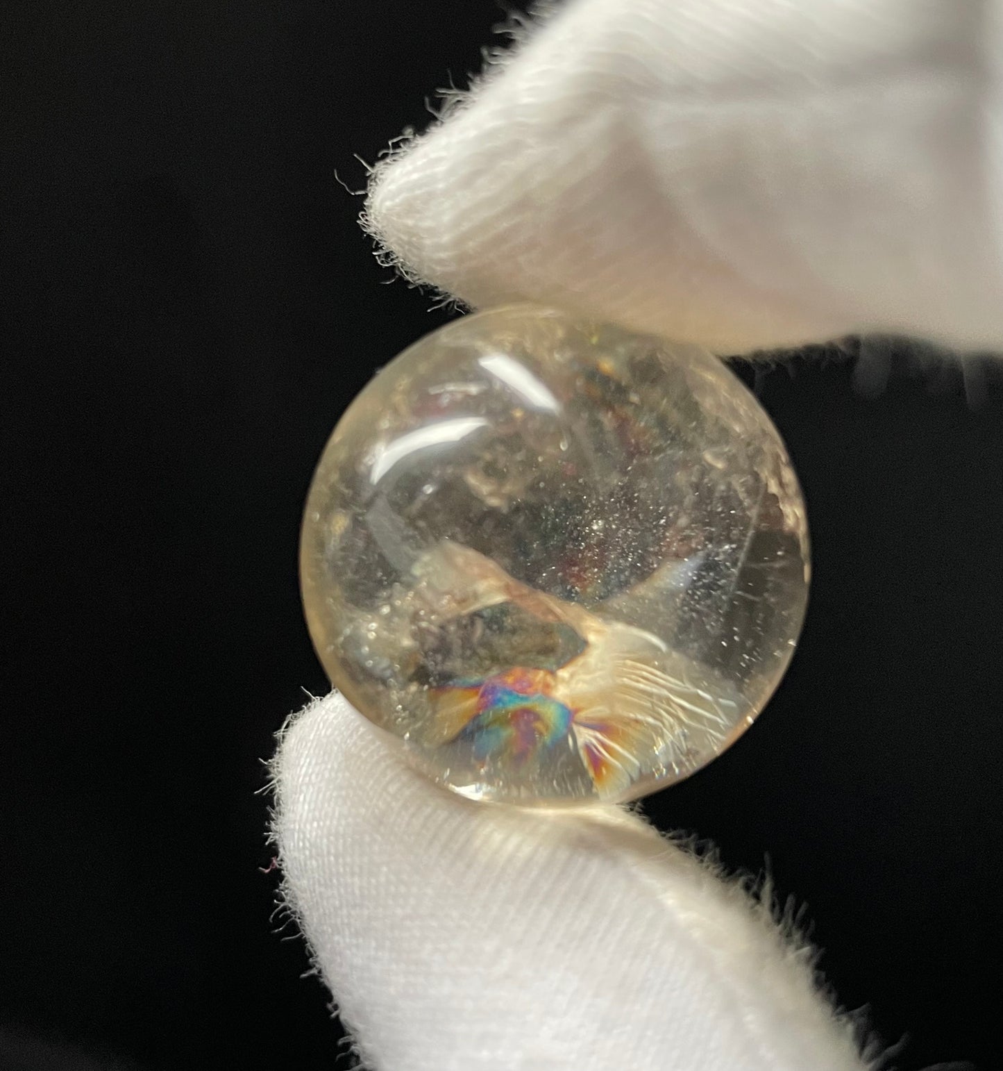 Rainbow Smoky Quartz Crystal Gemstone Sphere Clay Peridot Ring Holder Gift Set