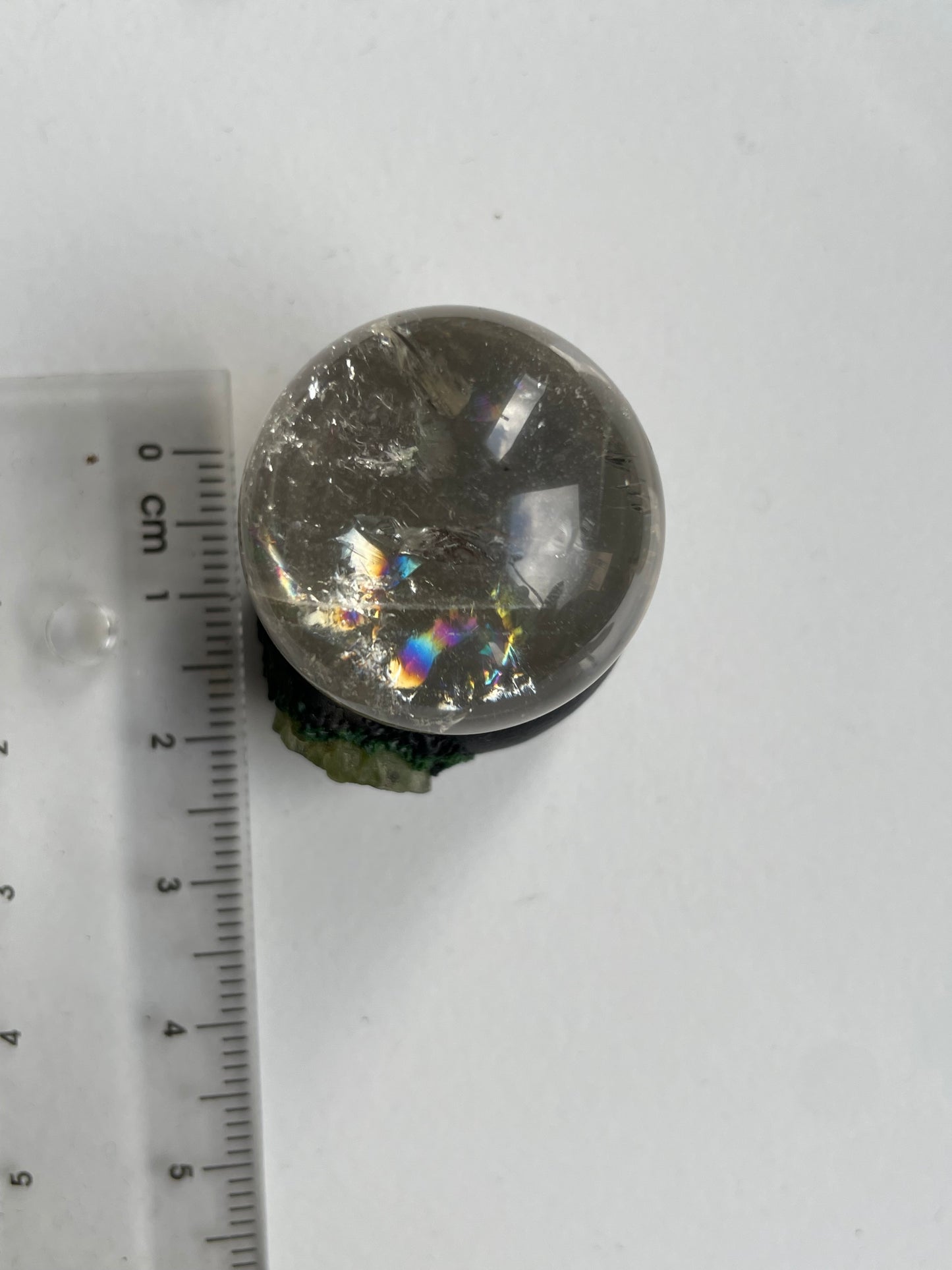 Rainbow Smoky Quartz Crystal Gemstone Sphere Clay Peridot Ring Holder Gift Set