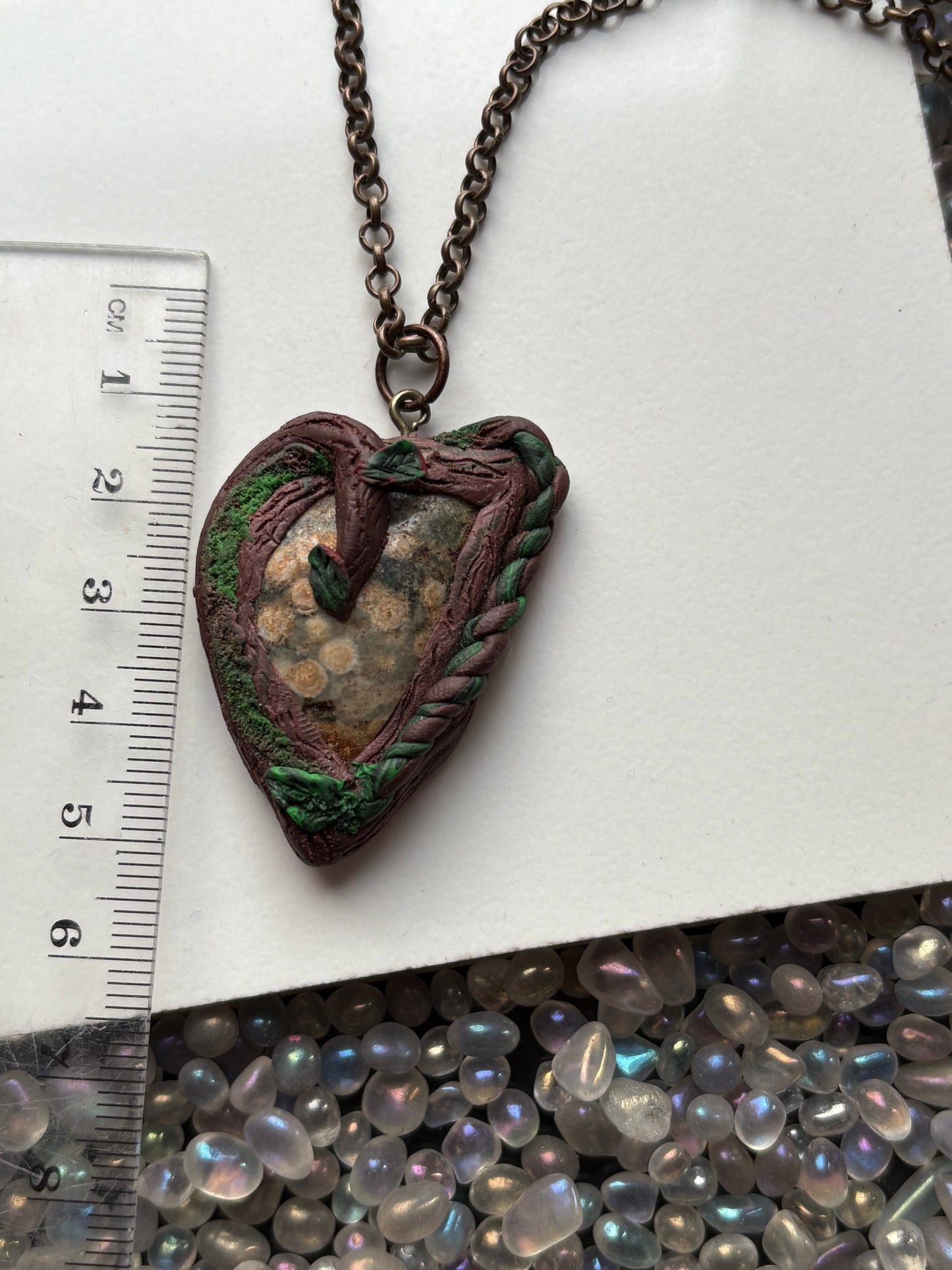 Ocean Jasper Gemstone Crystal Enchanted Forest Necklace (1)