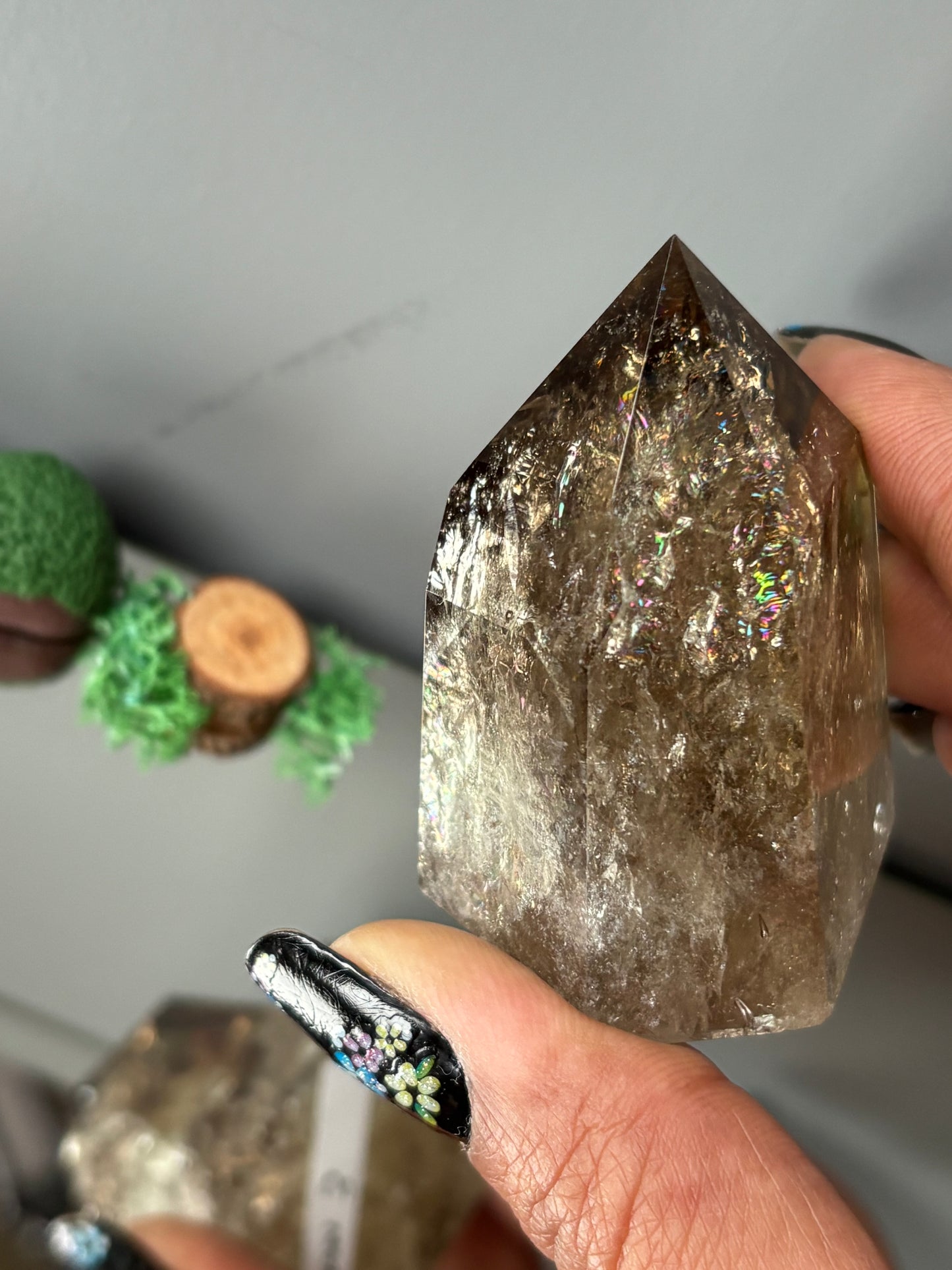 Rainbow Phantom Smoky Citrine Crystal Gemstone Tower Point - P3