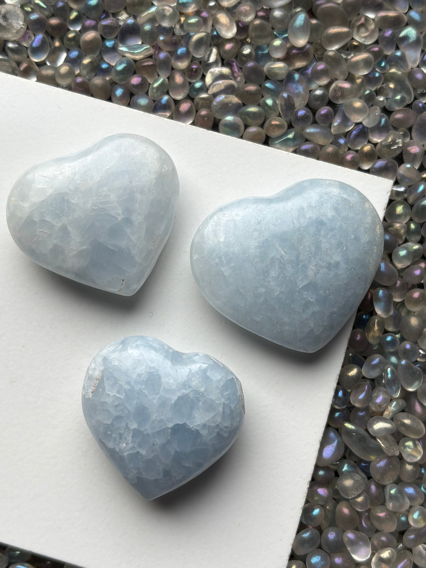 Blue Calcite Crystal Gemstone Heart Carving