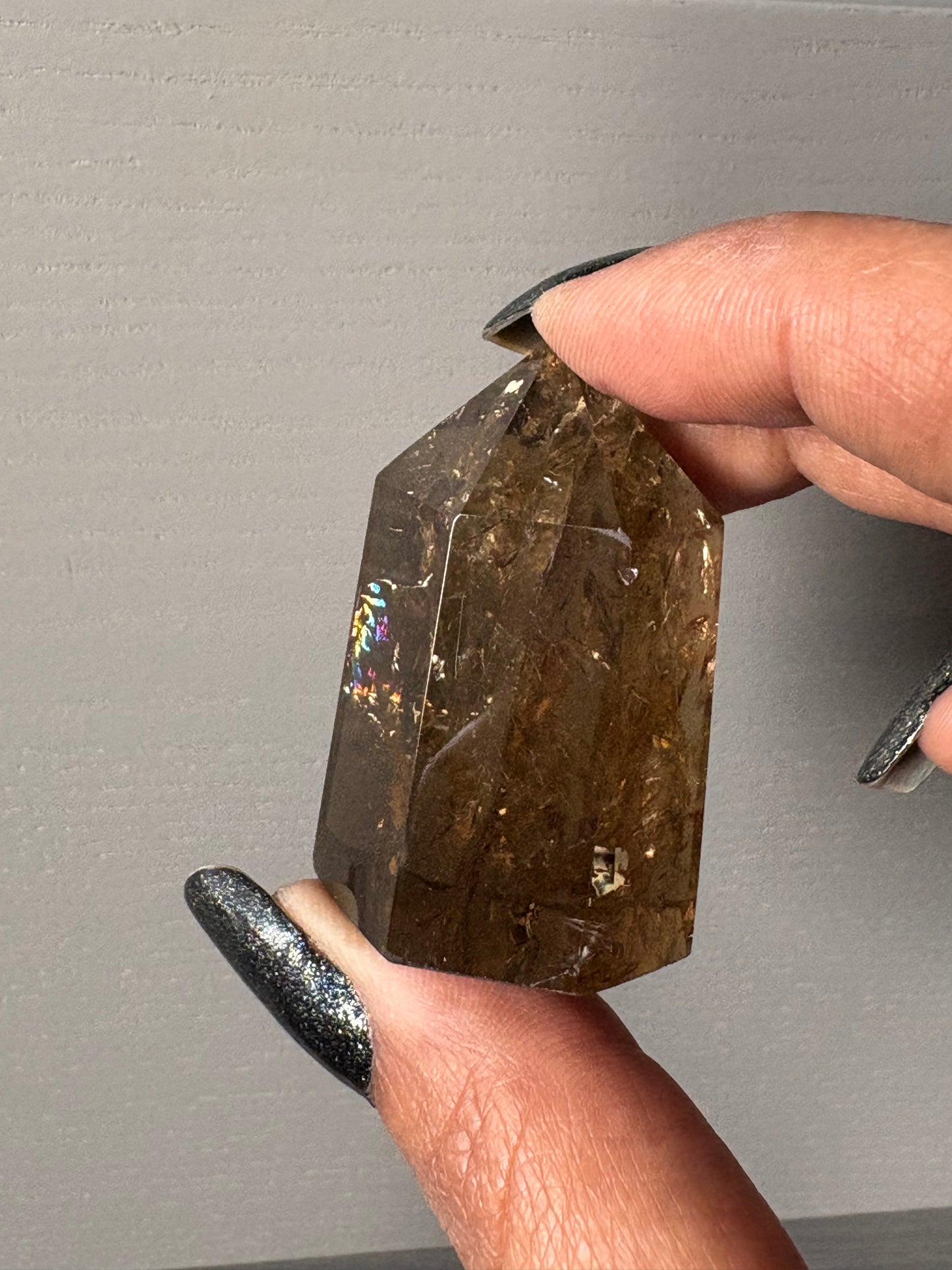 Smoky Citrine Quartz Crystal Gemstone Tower Point (S)