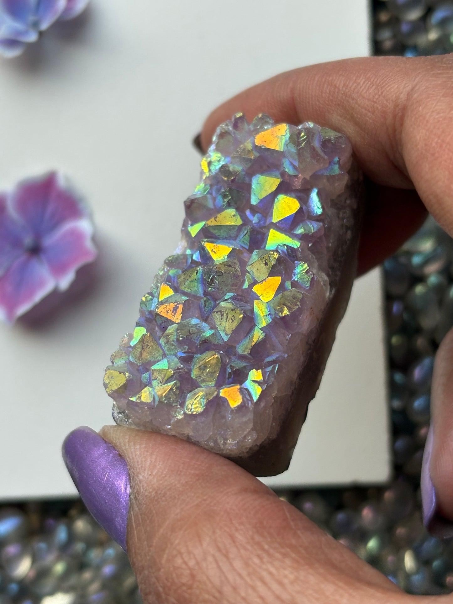 Aura Amethyst Crystal Gemstone Rectangular Cluster (1)