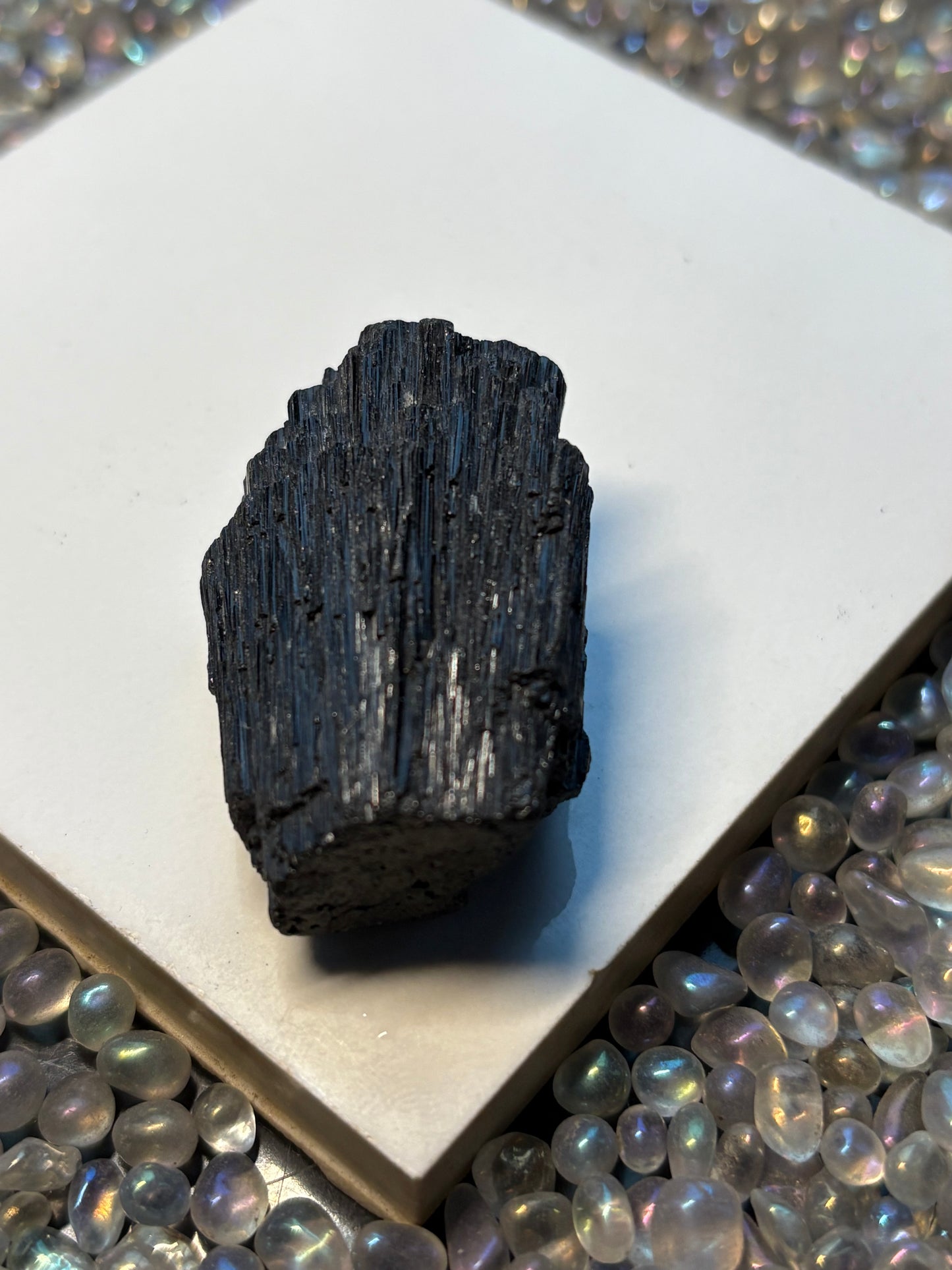 Black Tourmaline Rough Gemstone Crystal Specimen (D)