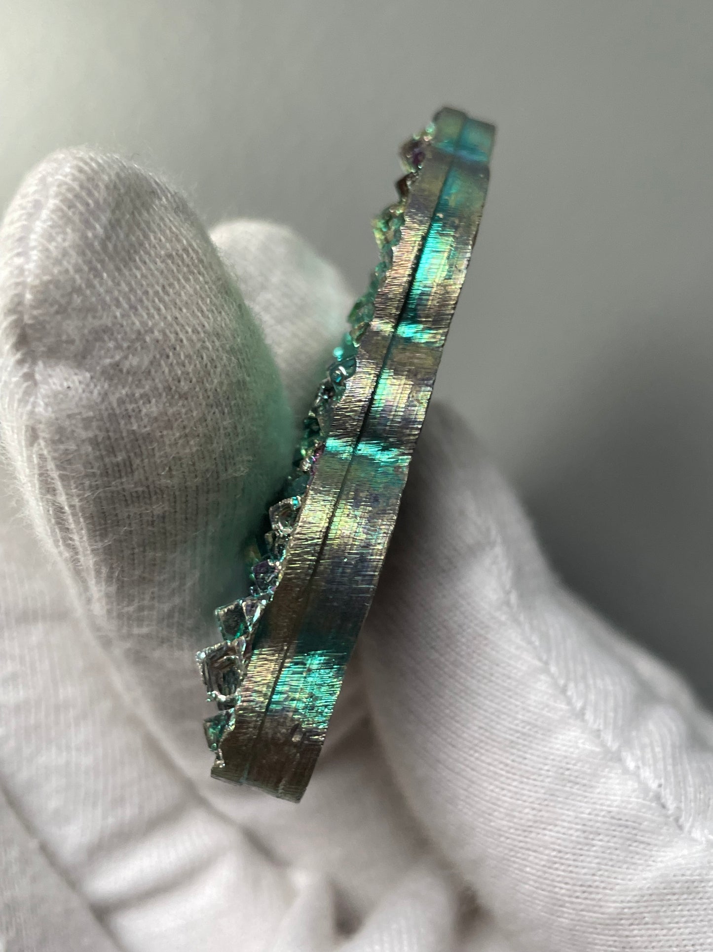 Teal Bismuth Crystal Cloud Cut Out Metal Art