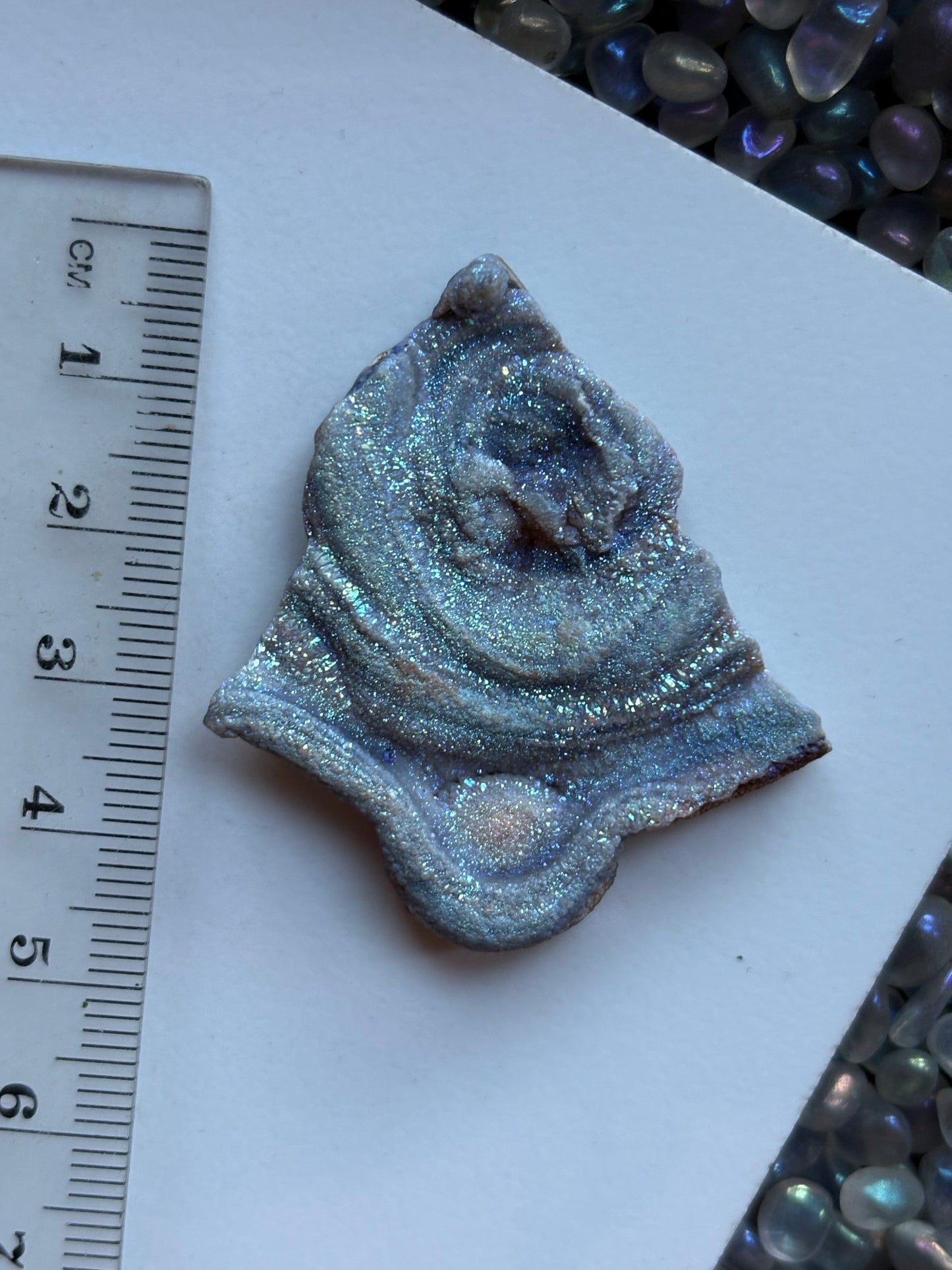 Blue Aura Druzy Chalcedony Crystal Gemstone Galaxy Slice (2)