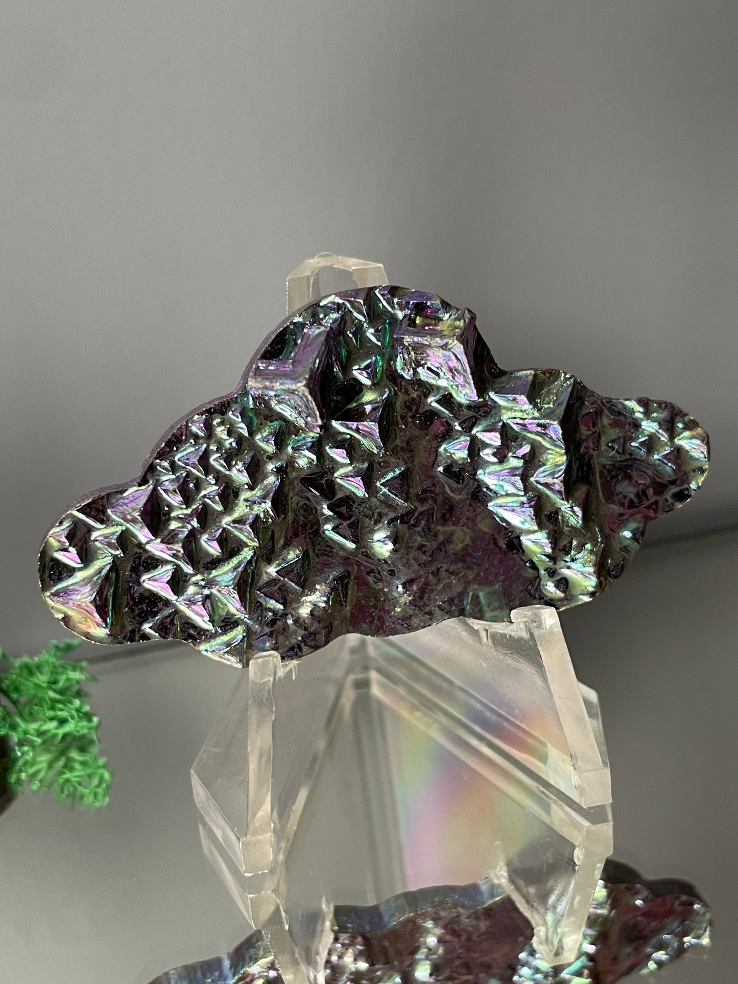 Purple Blue Bismuth Crystal Cloud Cut Out Metal Art