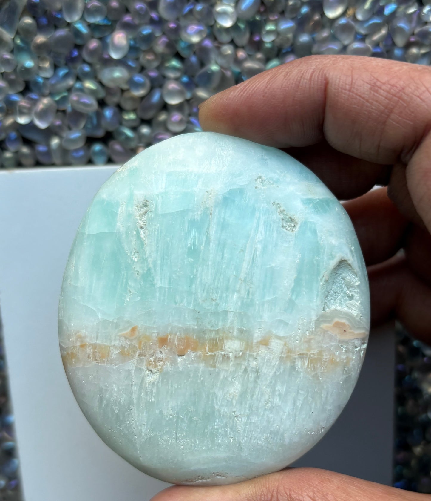 Caribbean Calcite Aragonite Crystal Gemstone Palm Stone - Medium (3)