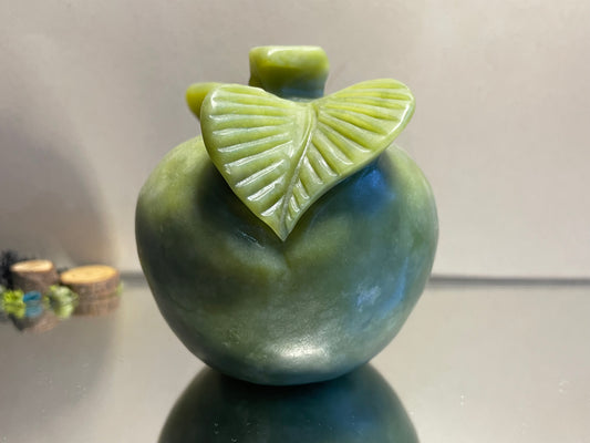 Green Jade Gemstone Crystal Apple Carving