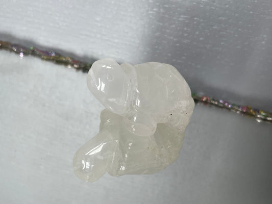 Clear Quartz Gemstone Crystal Turtle Animal Carving Small