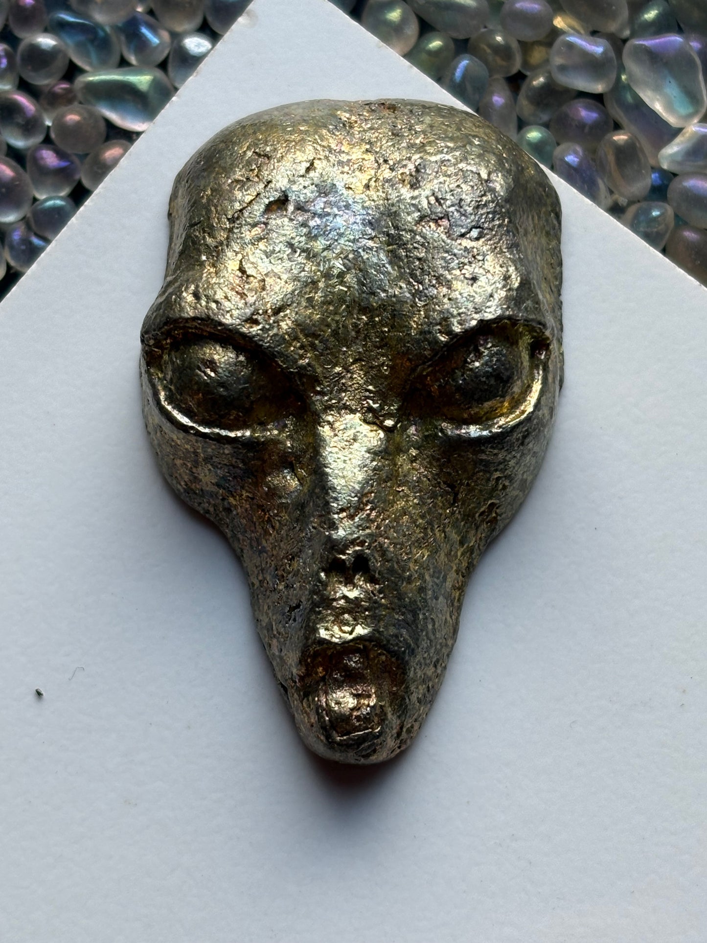 Gold Bismuth Crystal Alien Metal Art Sculpture