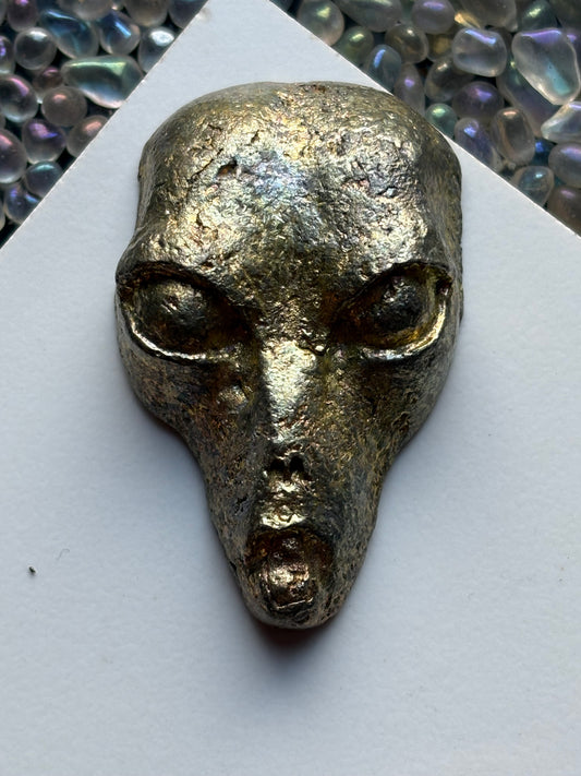 Gold Bismuth Crystal Alien Metal Art Sculpture