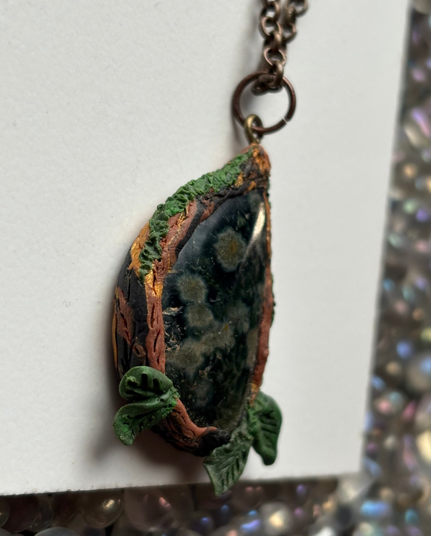 Ocean Jasper Gemstone Crystal Enchanted Forest Necklace (2)