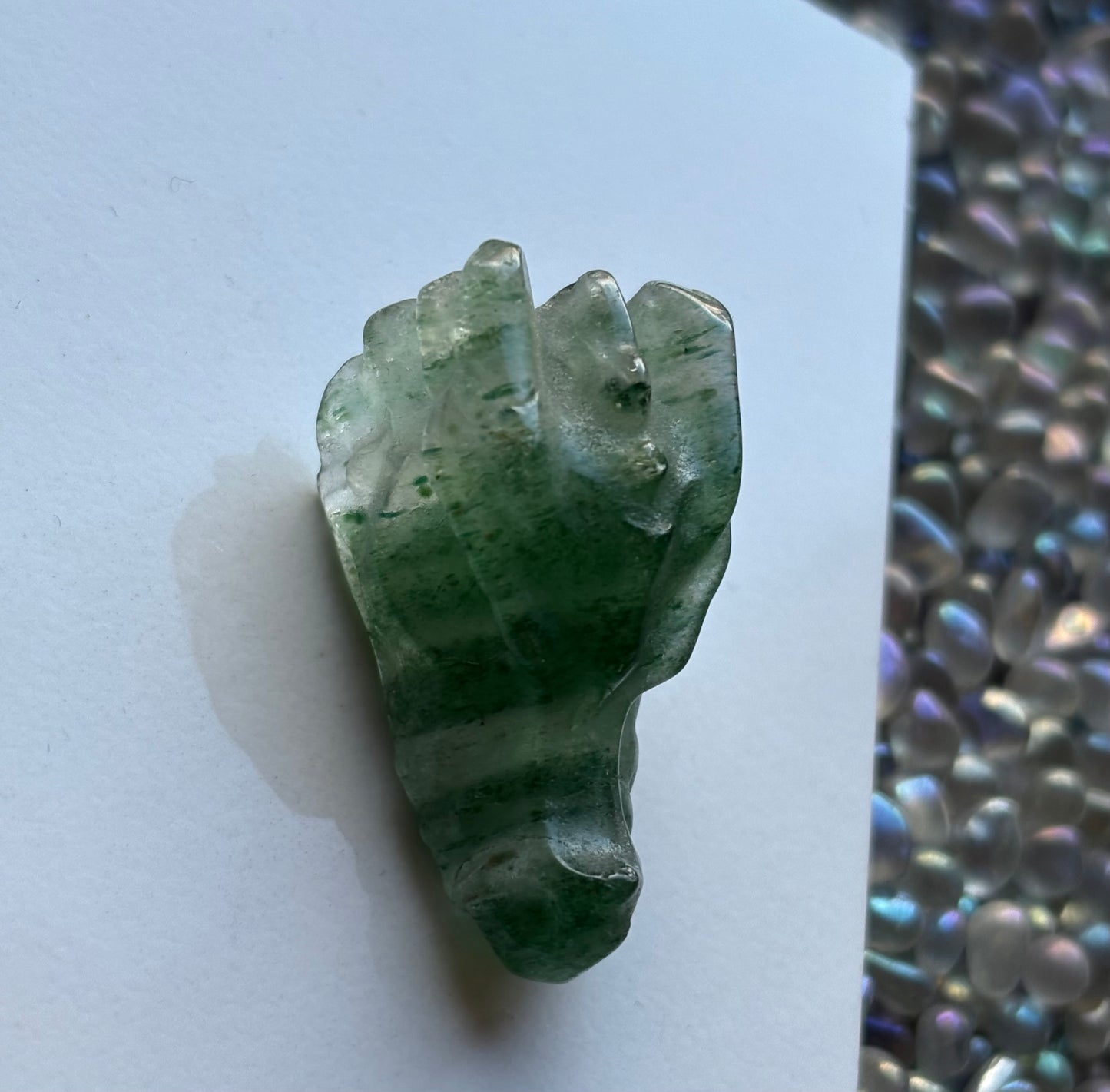 Green Strawberry Quartz Dragon Skull Mini Crystal Gemstone Carving