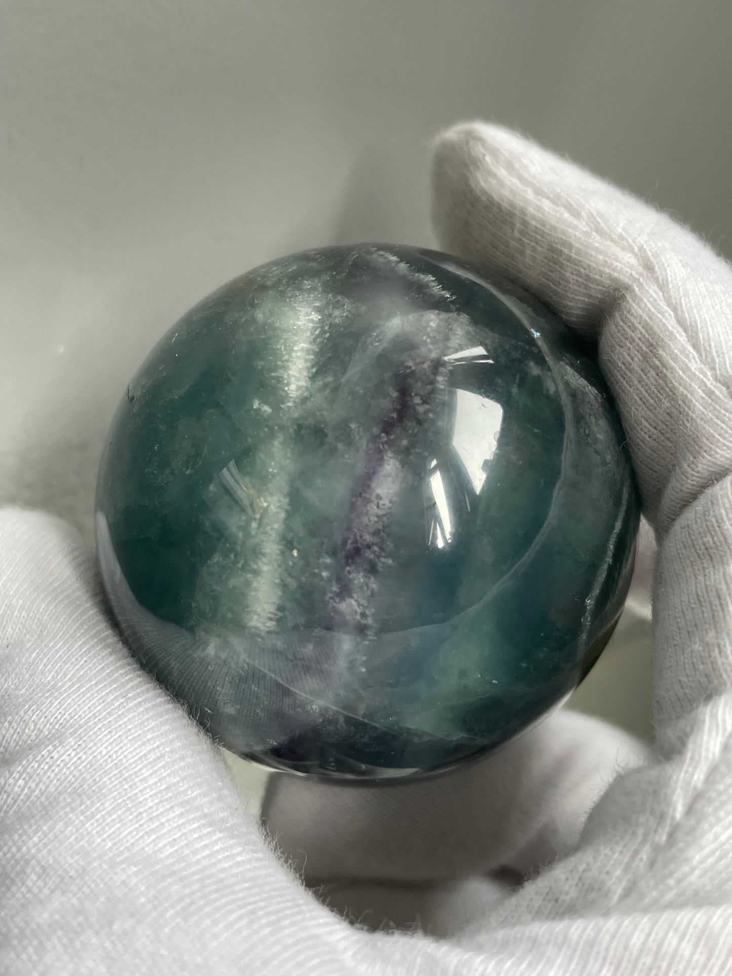 Teal Blue Purple Fluorite Gemstone Crystal Sphere (3)