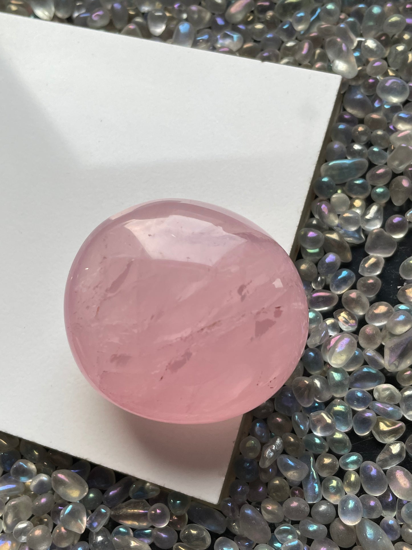 Star Rose Quartz Crystal Gemstone - Palm Stone - (1)