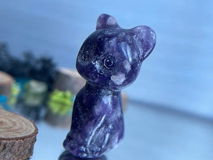 Lepidolite Micro Pocket Pet Cat Crystal Gemstone Carving