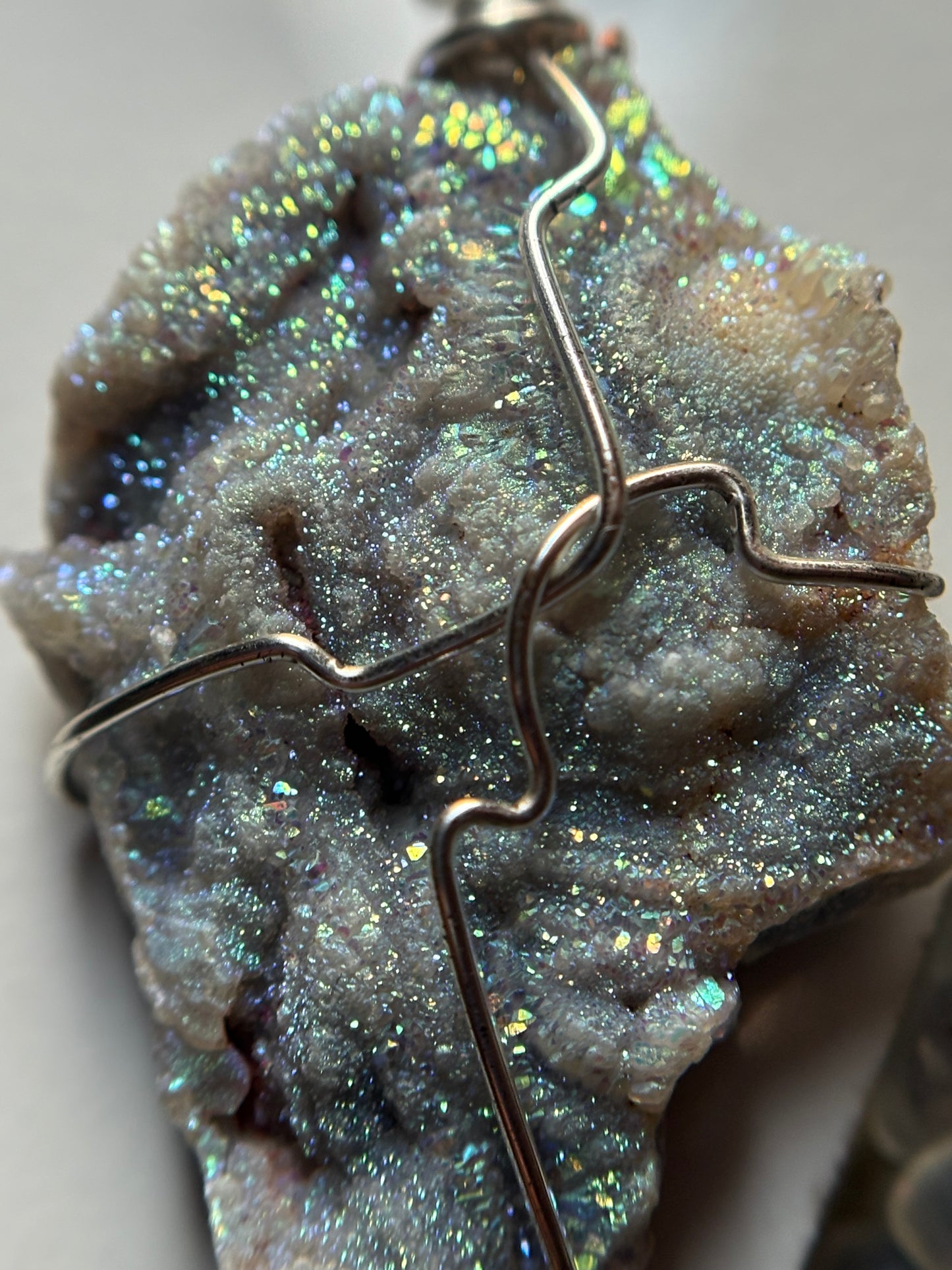 Aura Druzy Chalcedony Crystal Gemstone - Galaxy Slice - Necklace (1)